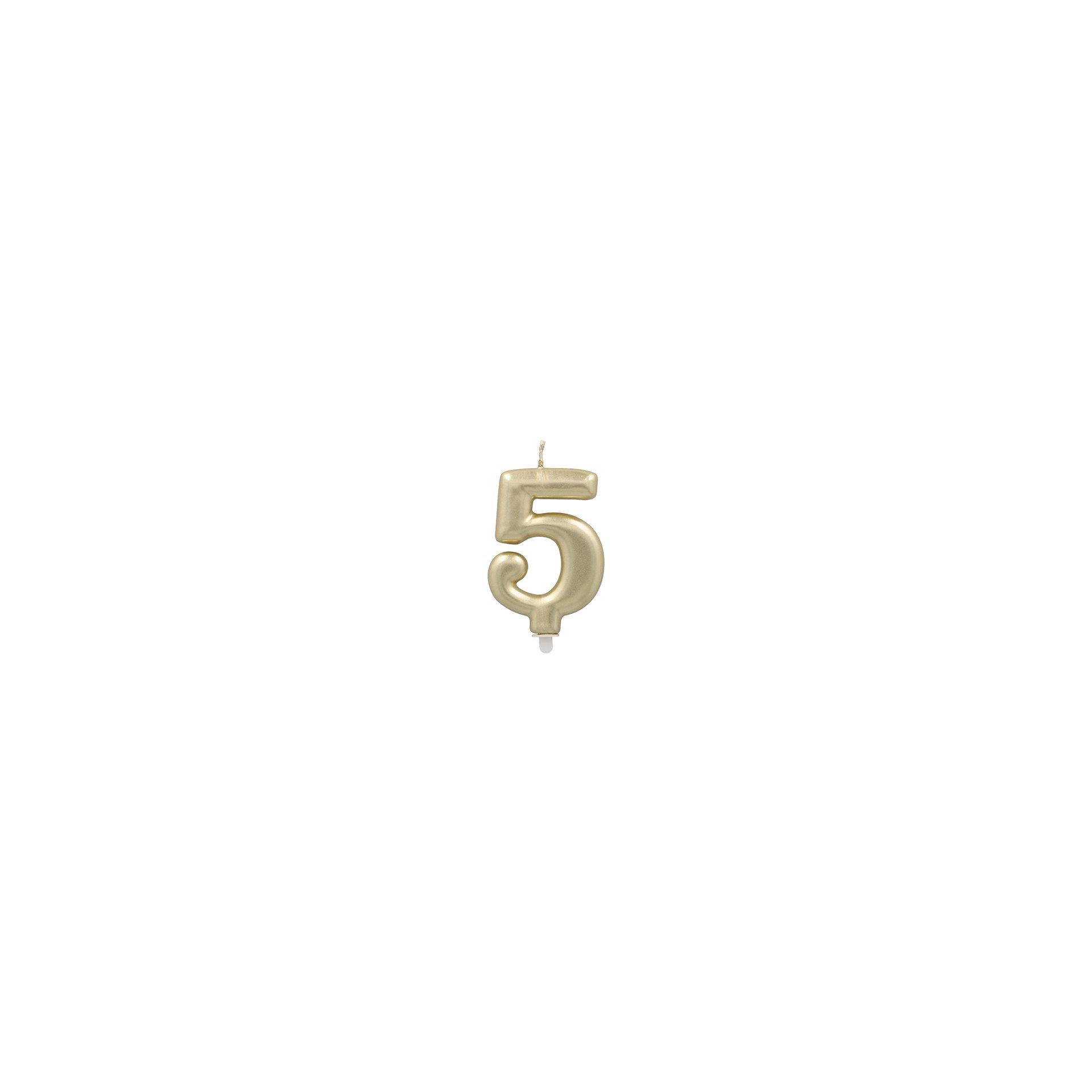 Zahlenkerze mit Halter 7 cm gold "5" Zahlenkerze mit Halter 7 cm gold "5"