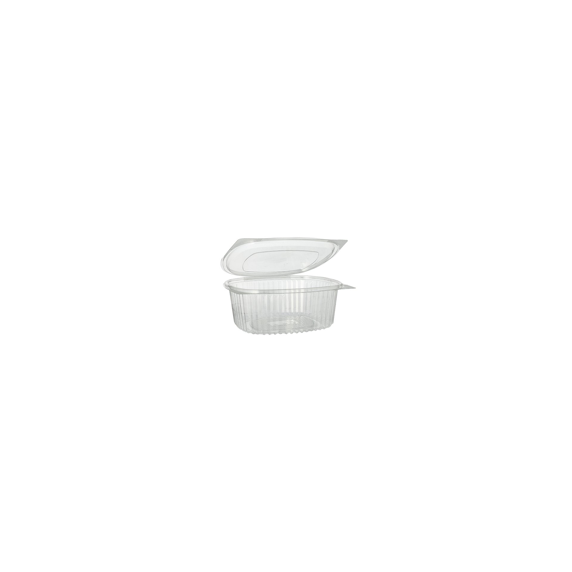 Feinkost- und Salatschalen mit Klappdeckel, R-PET oval 1000 ml 6,6 cm x 15,8 cm x 18,4 cm klar Feinkost- und Salatschalen mit Klappdeckel, R-PET oval 1000 ml 6,6 cm x 15,8 cm x 18,4 cm klar