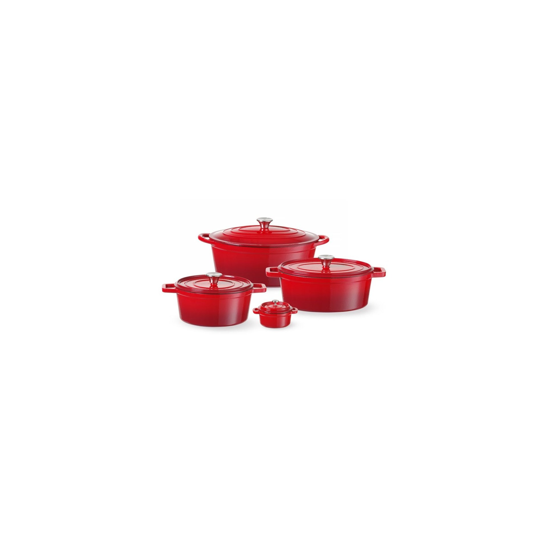 Emaillierter Gusseisentopf, 6,88L, Rot, 405x255x(H)134mm Emaillierter Gusseisentopf, 0,27L, Rot, 130x100x(H)48mm
