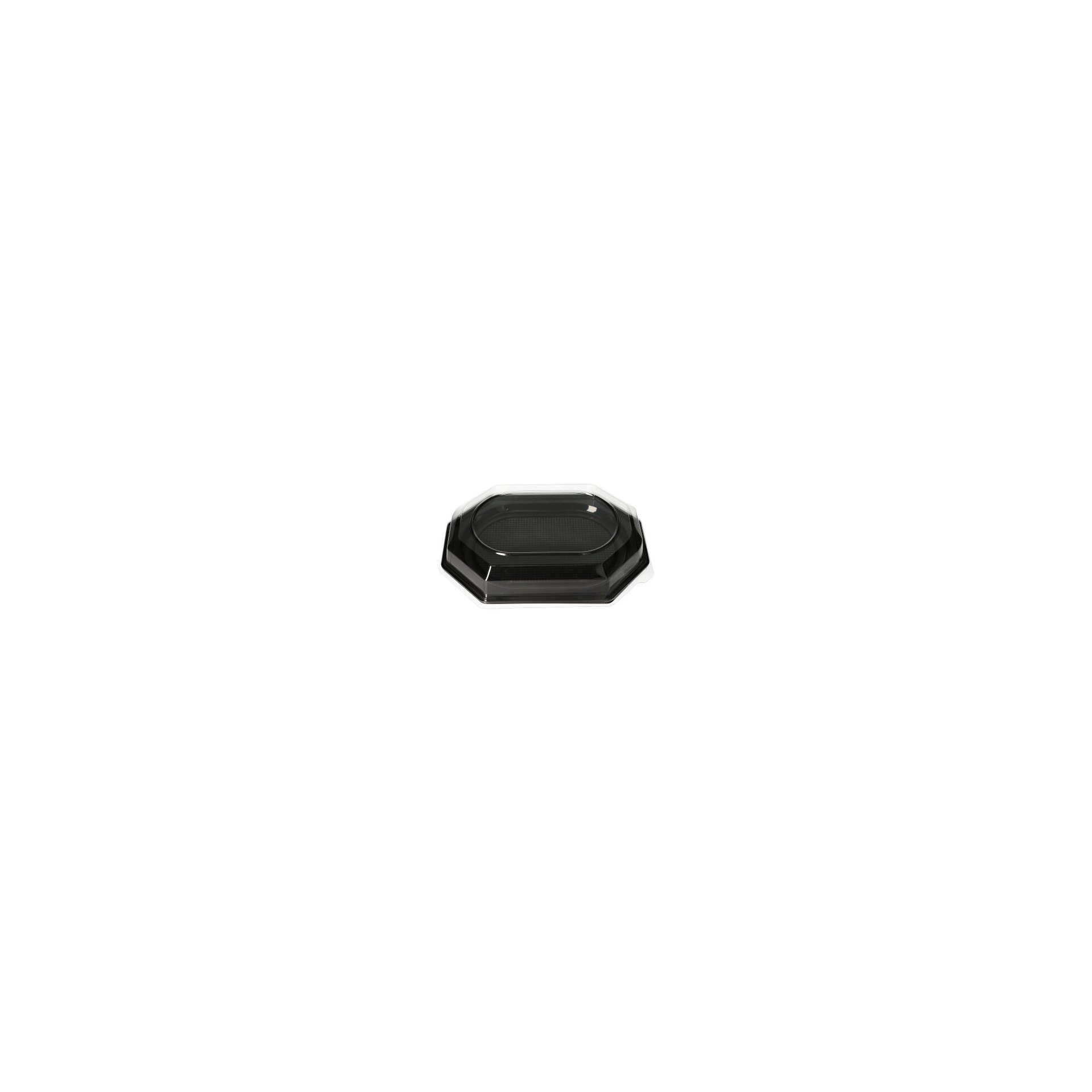 Deckel für Servierplatten, PET 35 cm x 25 cm x 6,3 cm transparent Servierplatten, PET 35 cm x 25 cm schwarz