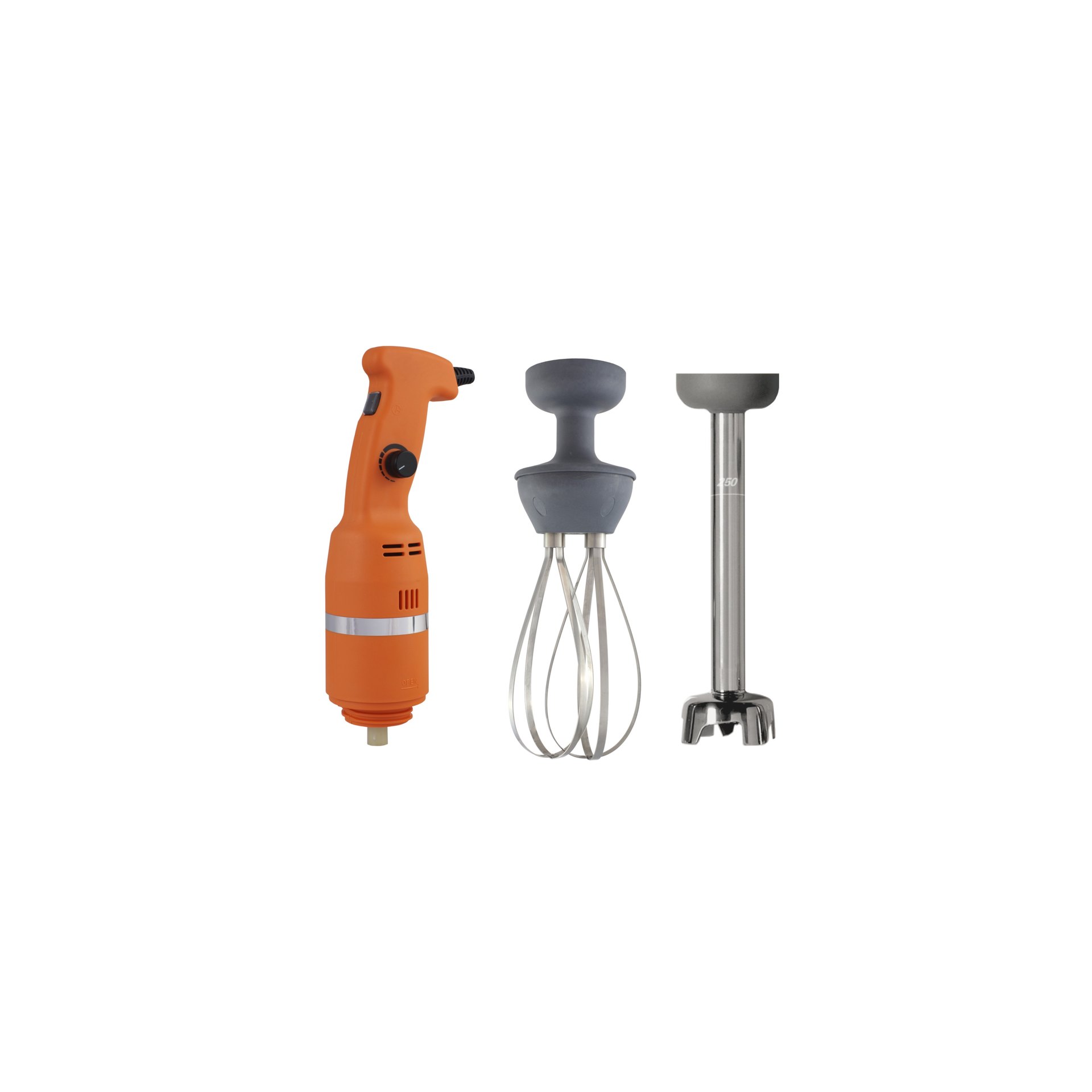 Stabmixer orange, mit Rührstab und Schneebesen