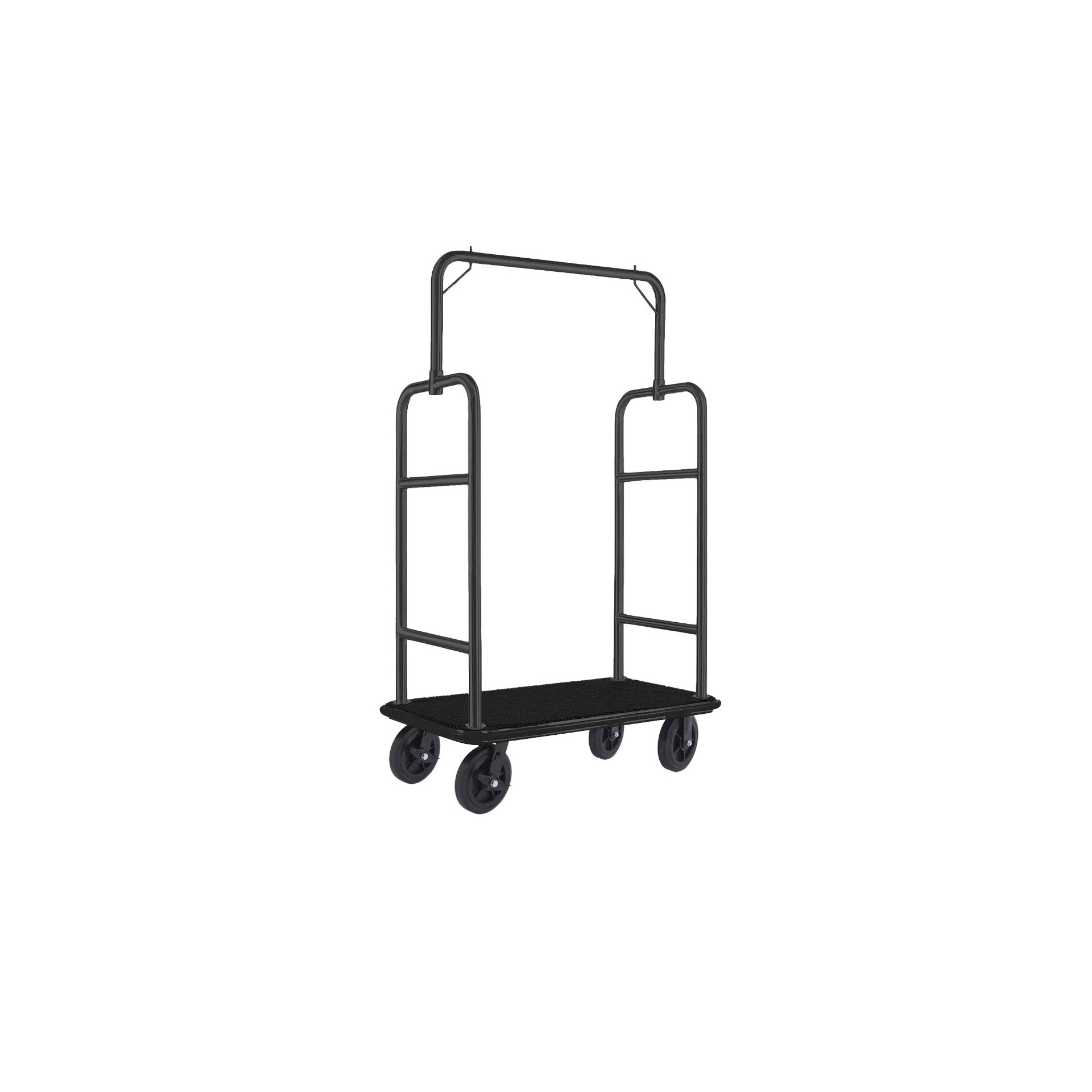 Gepäckwagen TRANSIT, 112 x 60 x 185 cm, schwarz, schwarzer Teppich, Edelstahl Gepäckwagen TRANSIT, 112 x 60 x 185 cm, schwarz, schwarzer Teppich, Edelstahl