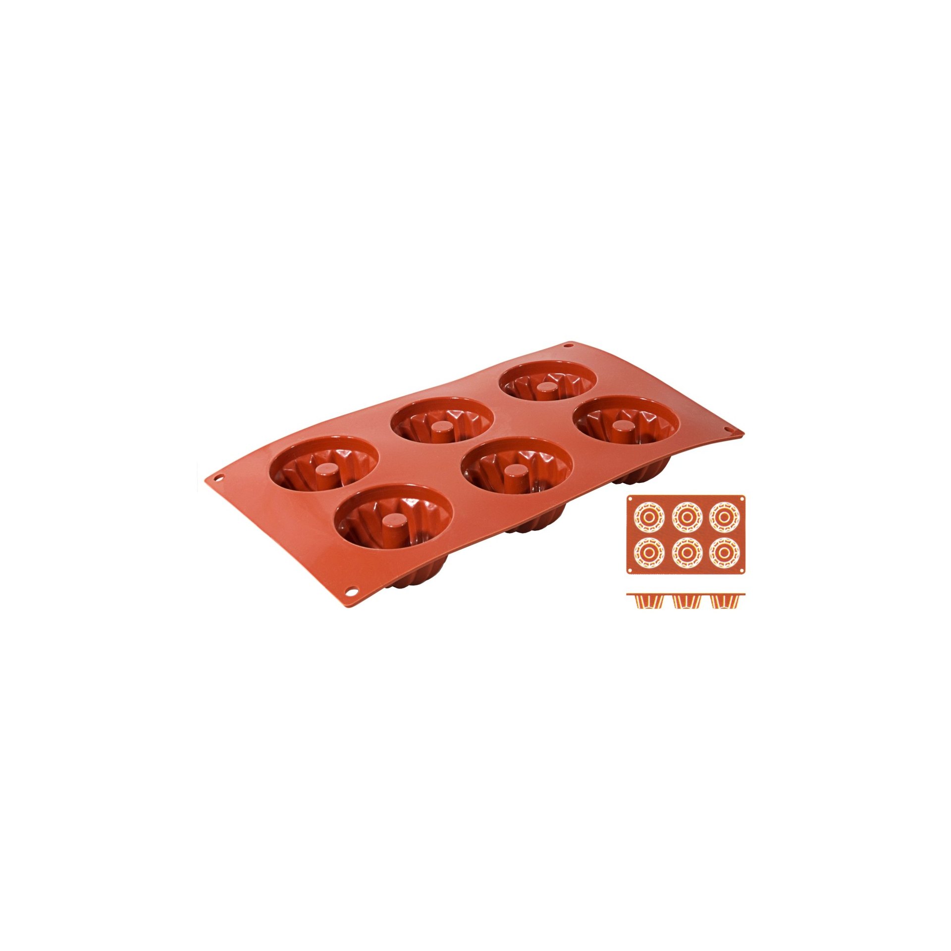 Silikon-Backmatte, GUGELHUPF mit 6 Formen Silikon-Backmatte, GUGELHUPF mit 6 Formen