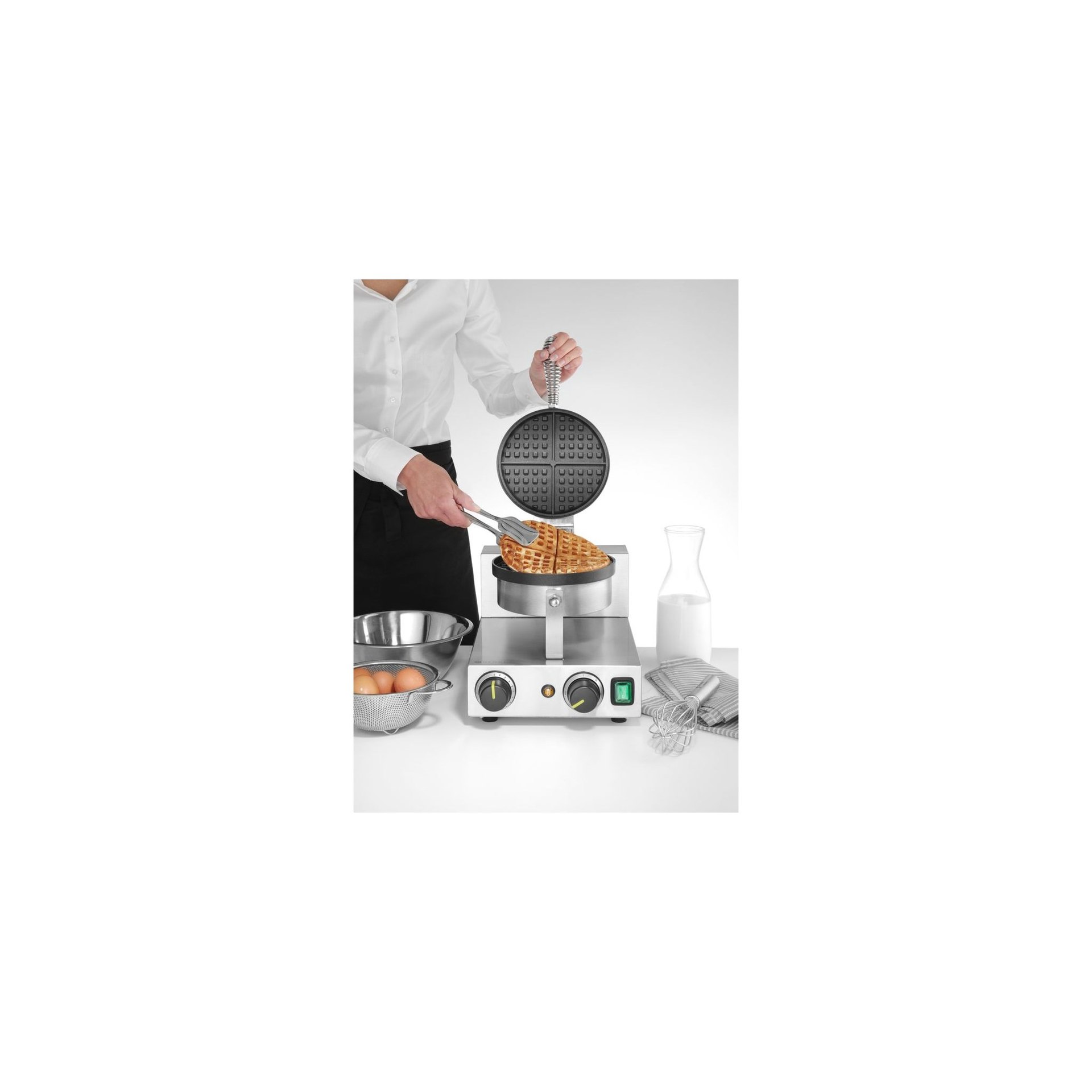 Waffeleisen rund, 230V/1000W, 250x491x(H)285mm
