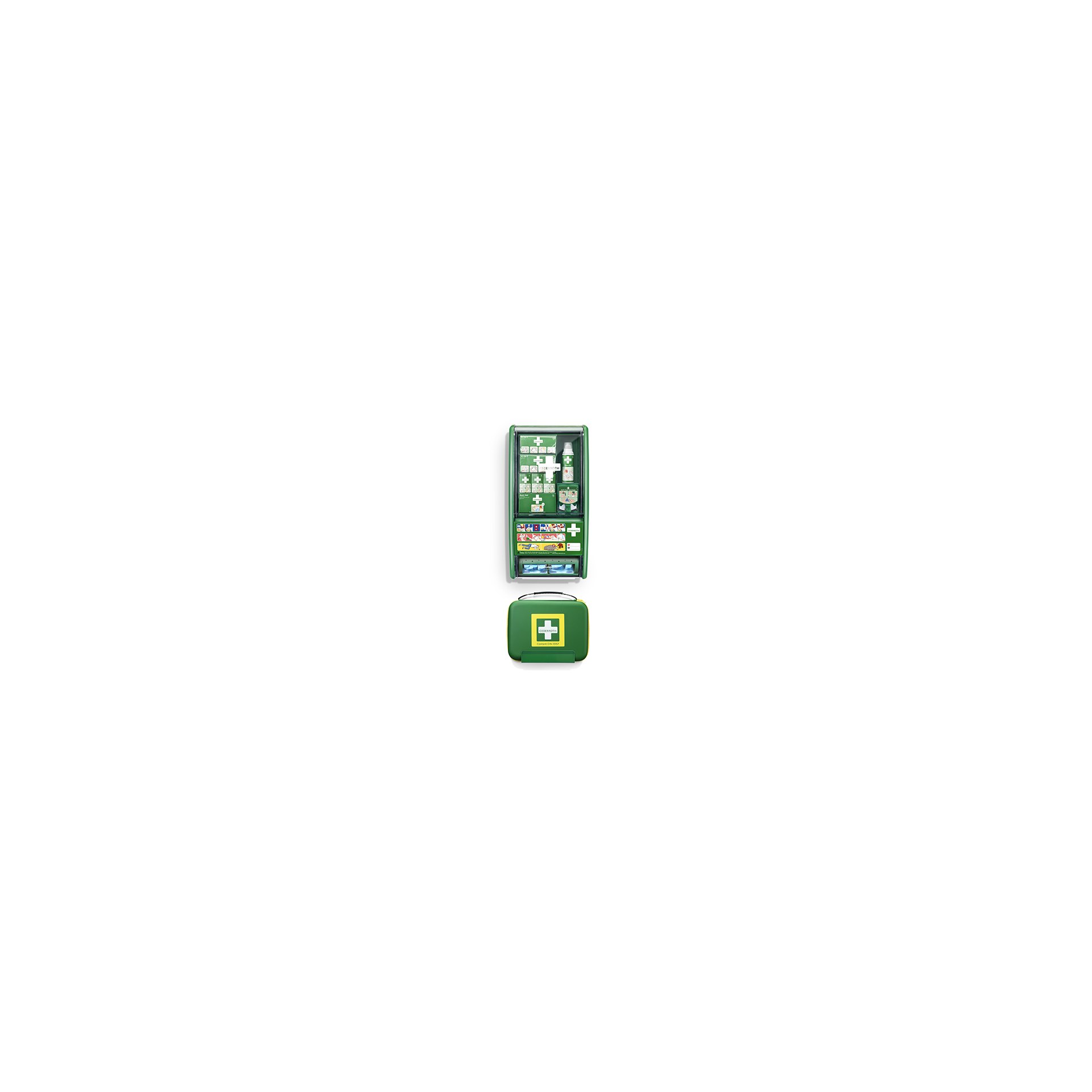 "Cederroth" First Aid & Burn Station Set DIN 13157 22,7 cm x 29,4 cm x 57,2 cm grün detectable "Cederroth" First Aid & Burn Station Set DIN 13157 22,7 cm x 29,4 cm x 57,2 cm grün detectable