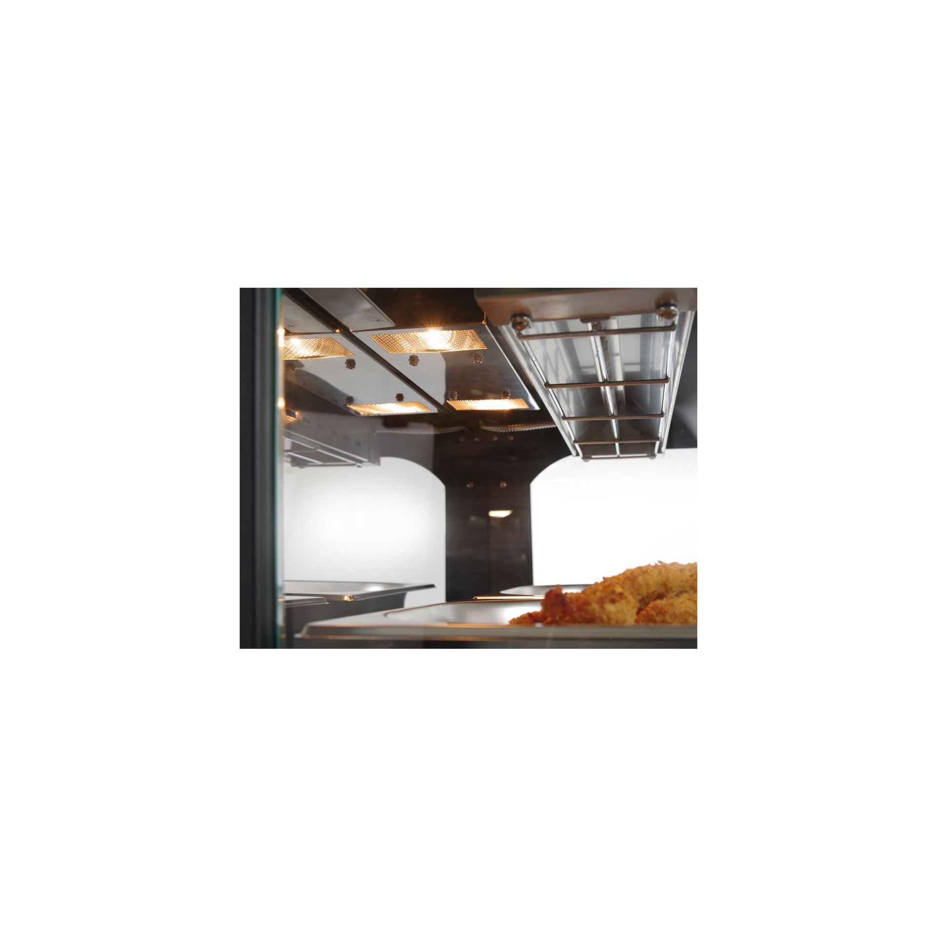 Warmhaltevitrine mit Quarzheizung, 2 Regalböden, 230V/560W, 650x485x(H)630mm