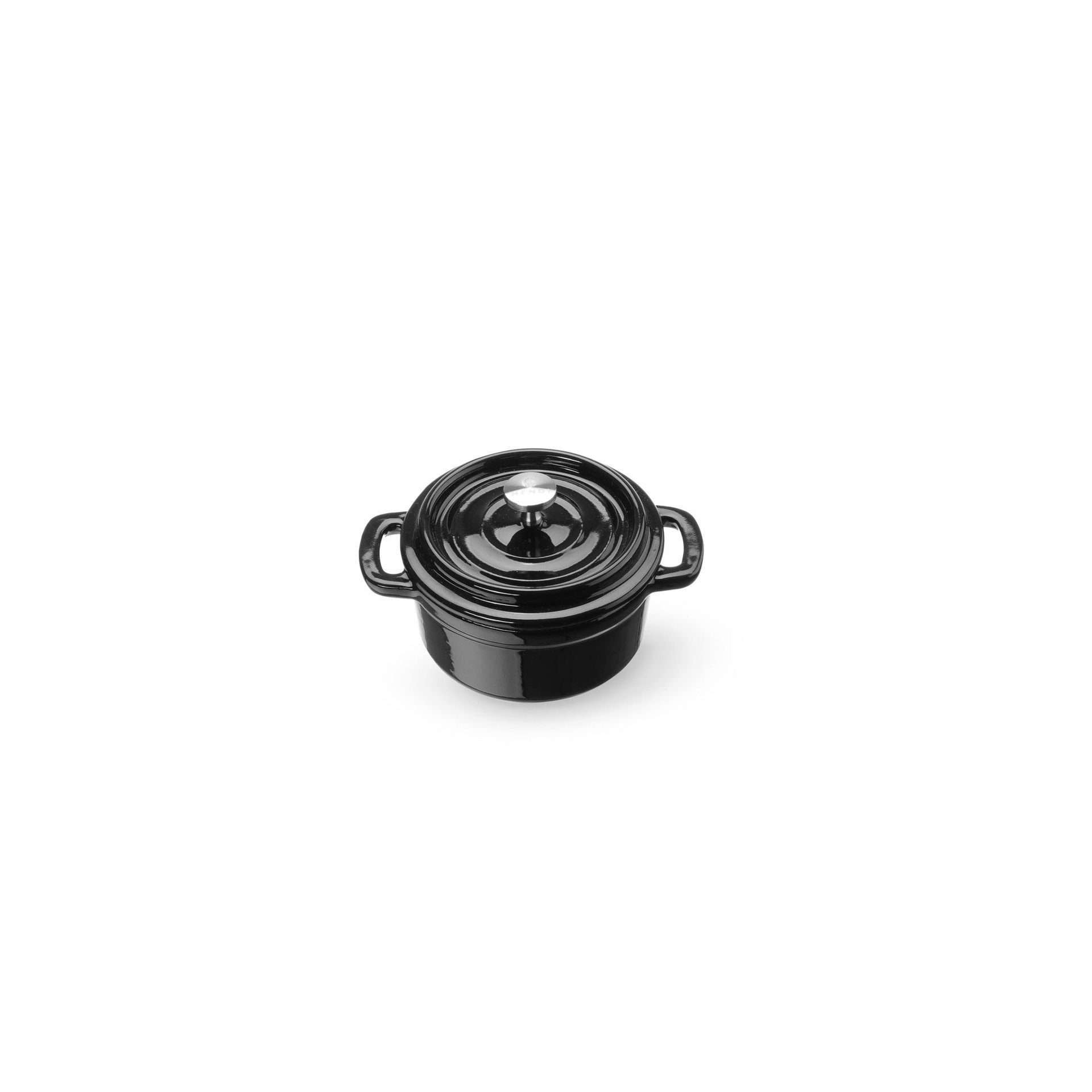 Emaillierter Gusseisentopf, 0,27L, Schwarz, 130x100x(H)48mm Emaillierter Gusseisentopf, 0,27L, Schwarz, 130x100x(H)48mm