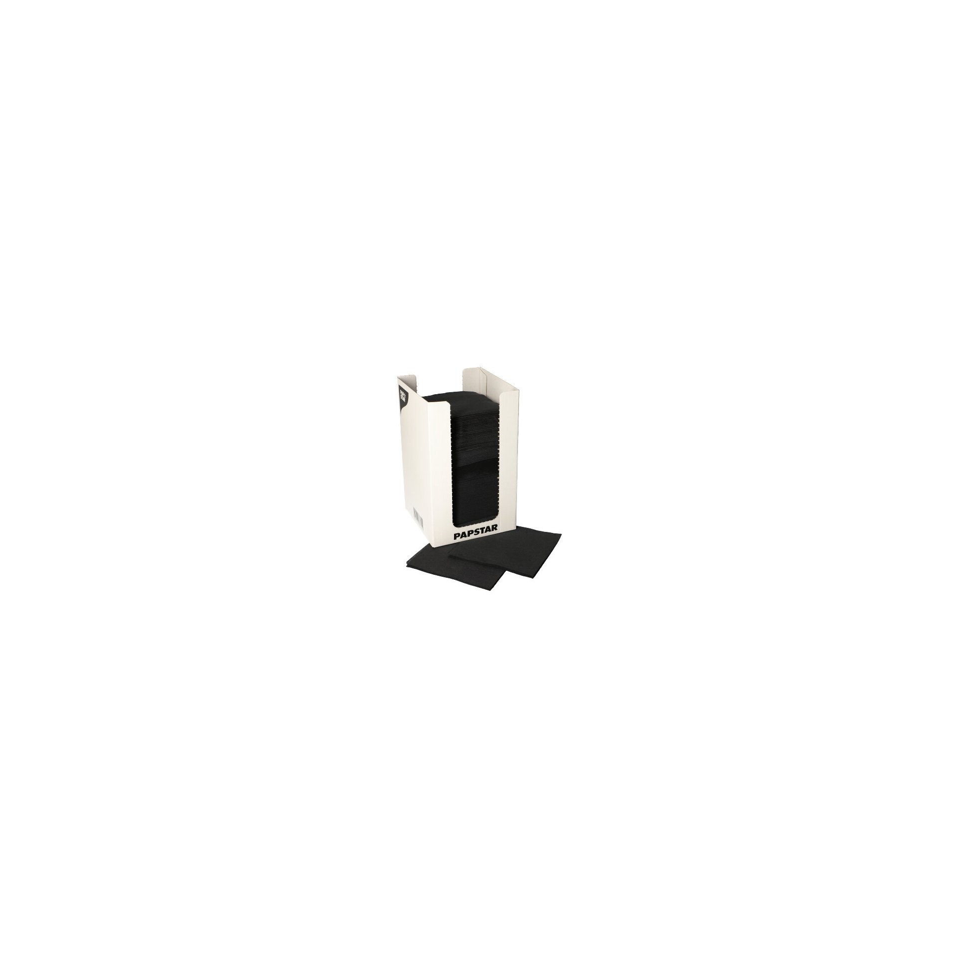 Servietten, 2-lagig "PUNTO" 1/4-Falz 20 cm x 20 cm schwarz in Spenderbox