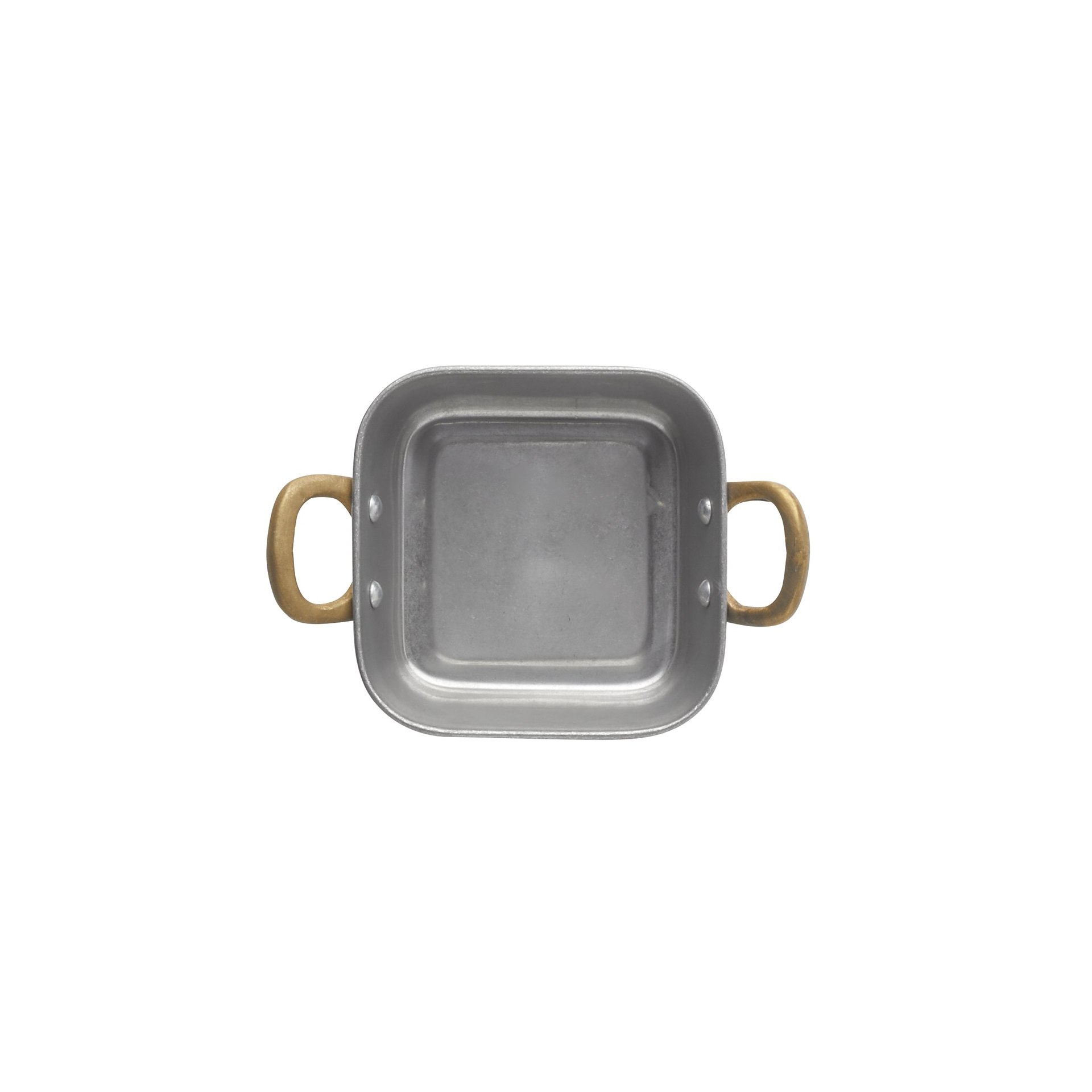 Servierpfanne STEEL & STYLE VINTAGE, mit 2 Messinggriffen, 12 x 12 x 5 cm, 420 ml, Chromnickelstahl