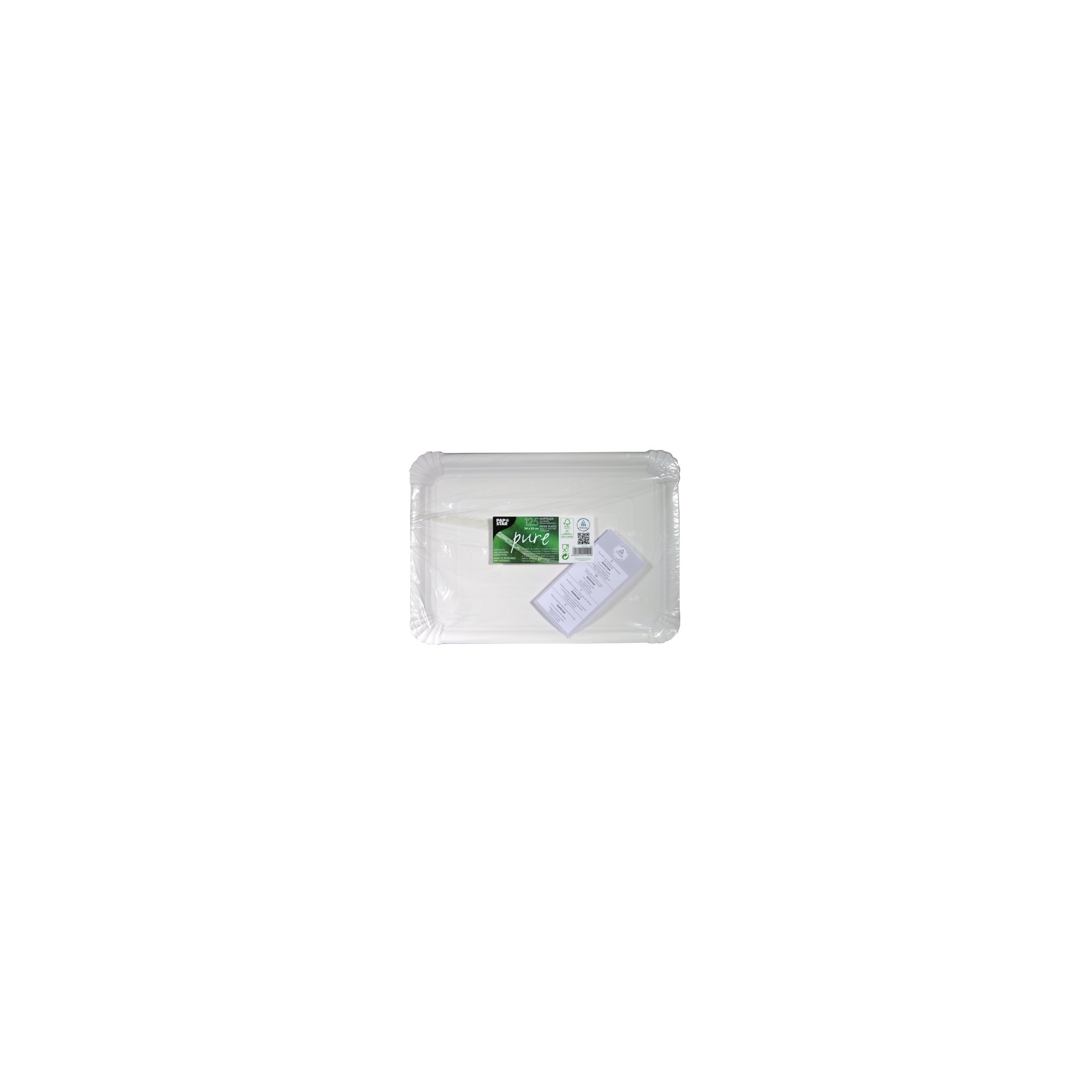 Teller, Pappe "pure" eckig 24 cm x 33 cm weiss