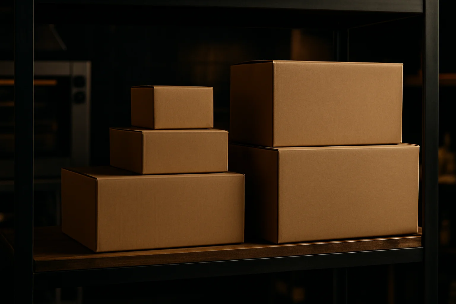 Gestapelte Verpackungsgebinde im Lager zur Planung von Packungsgrößen