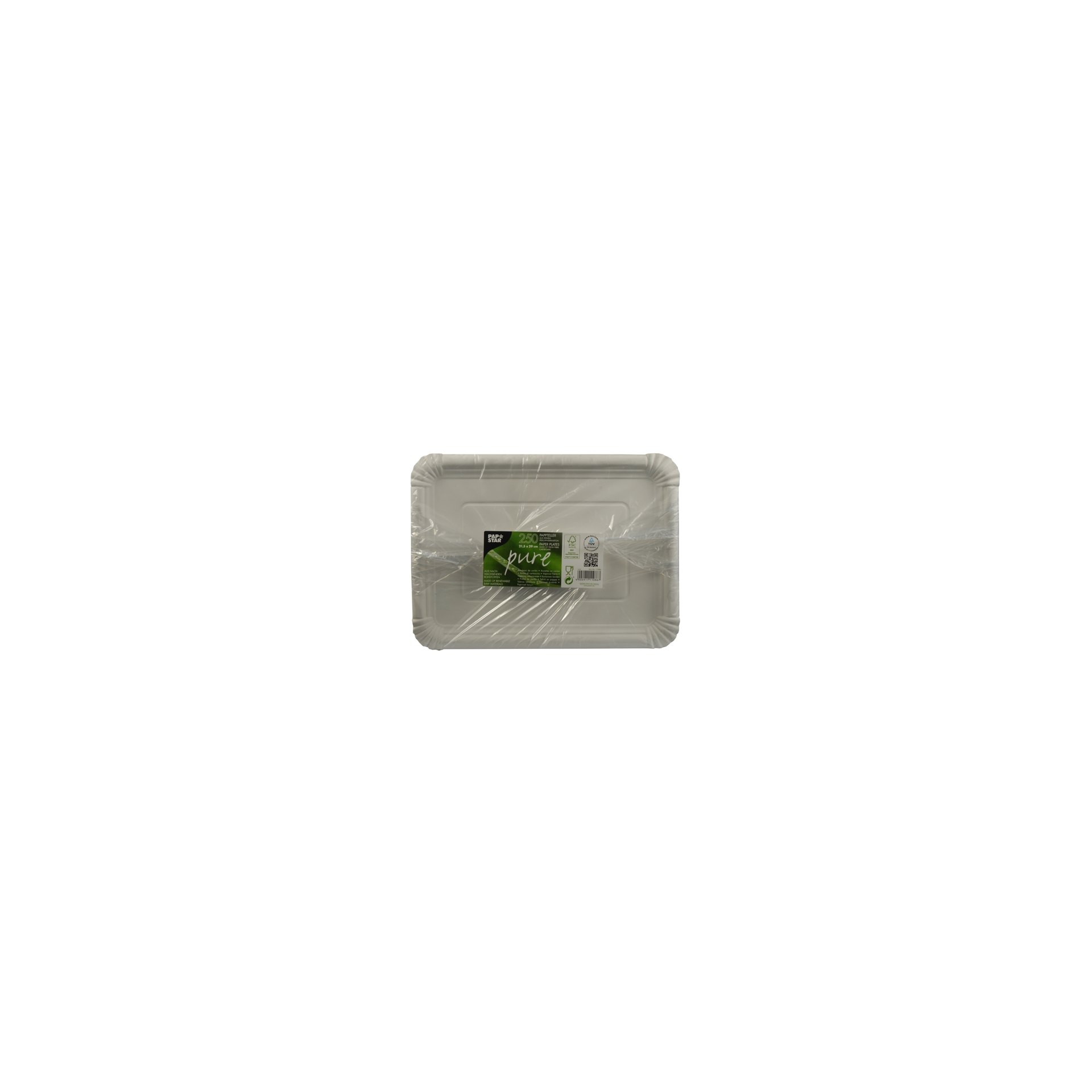 Teller, Pappe "pure" eckig 21,5 cm x 29 cm weiss Teller, Pappe "pure" eckig 21,5 cm x 29 cm weiss