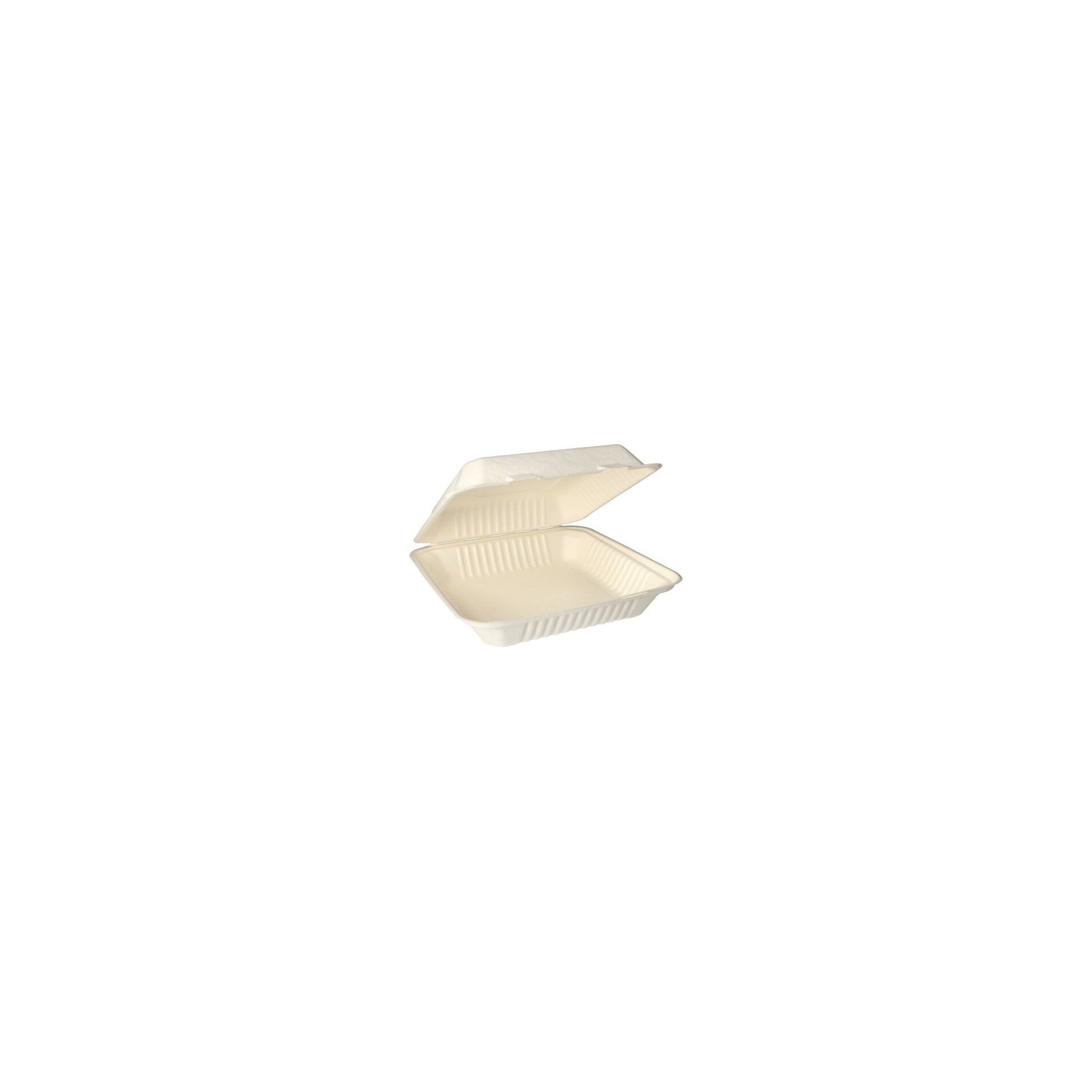 Menüboxen, Zuckerrohr "pure" ungeteilt 8 cm x 25,5 cm x 25,5 cm weiss