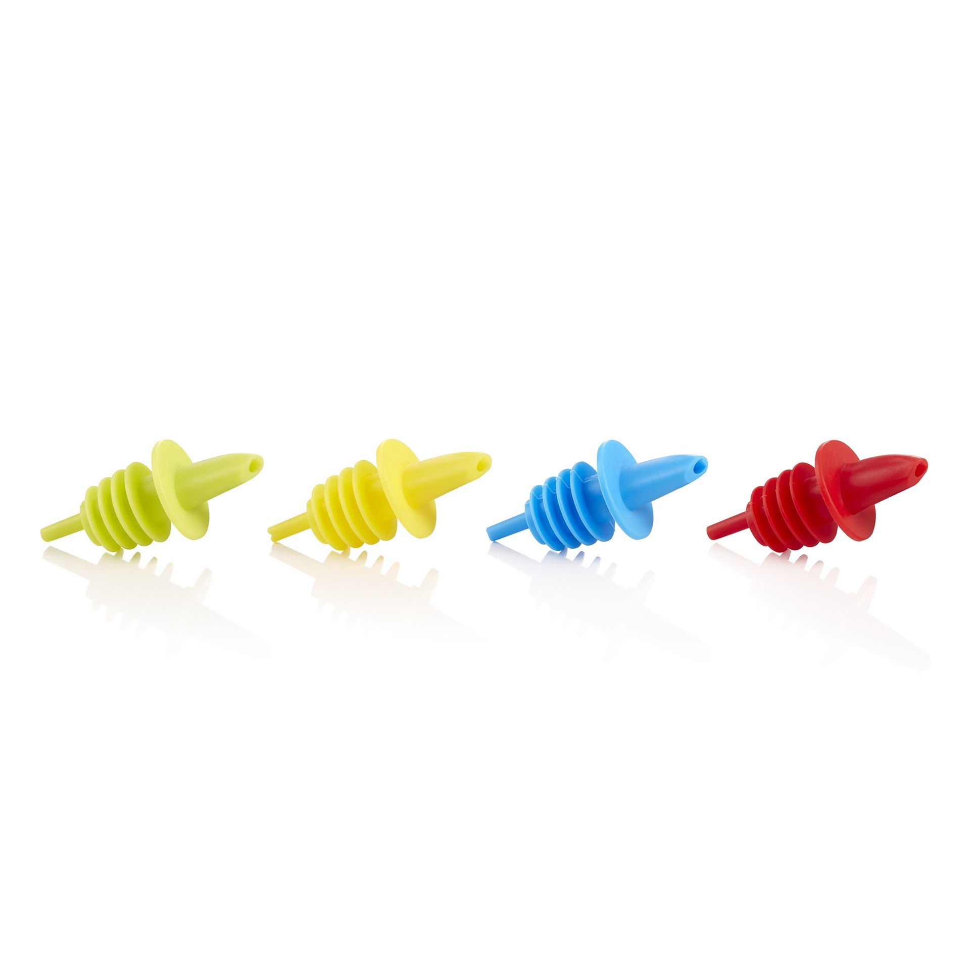 Ausgießer Set, jeweils 3x grün, gelb, blau, rot, Set á 12 Stück, Kunststoff