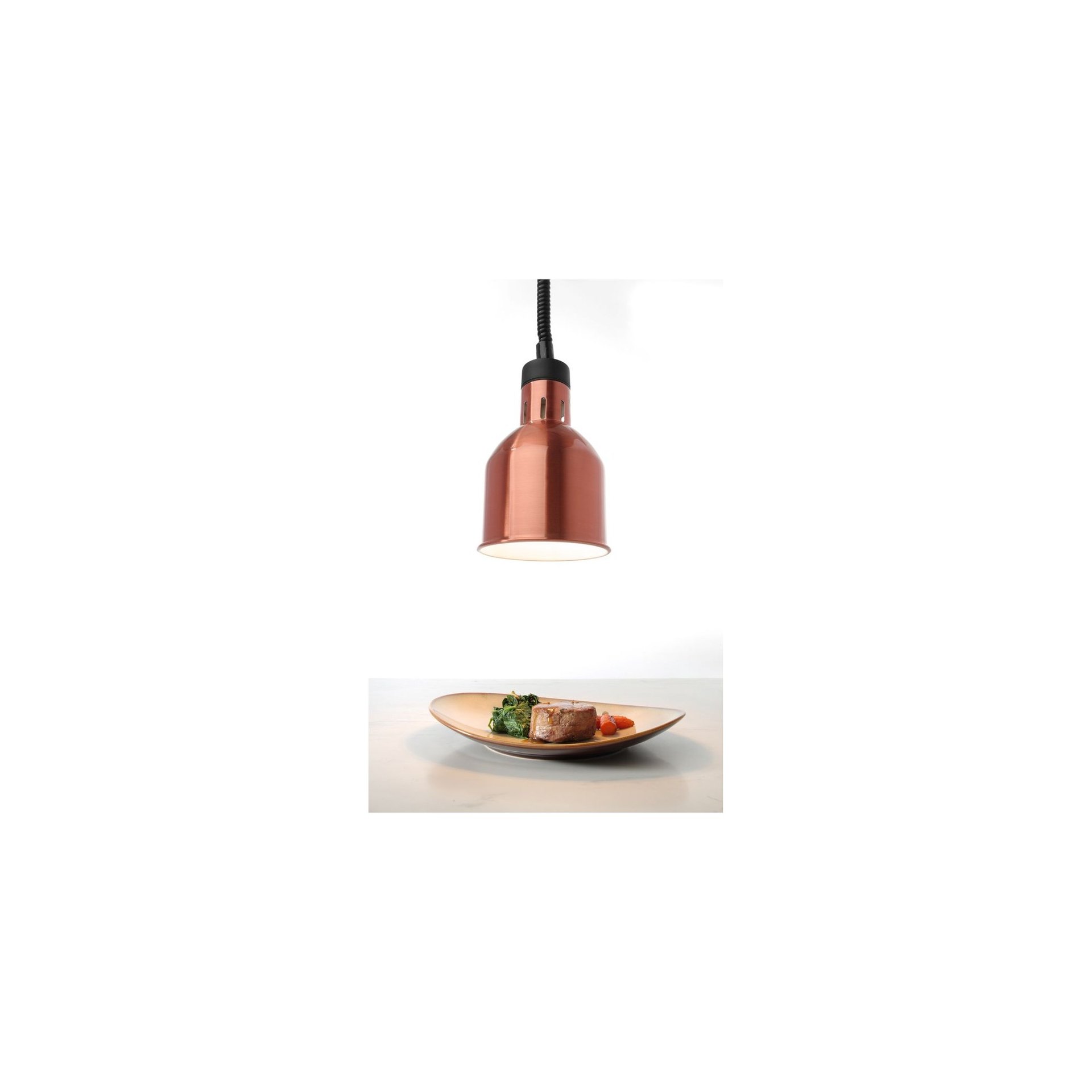 Höhenverstellbare Wärmelampe, zylinderförmig, Kupfer, 230V/250W, ⌀175x(H)250mm Höhenverstellbare Wärmelampe, zylinderförmig, Kupfer, 230V/250W, ⌀175x(H)250mm