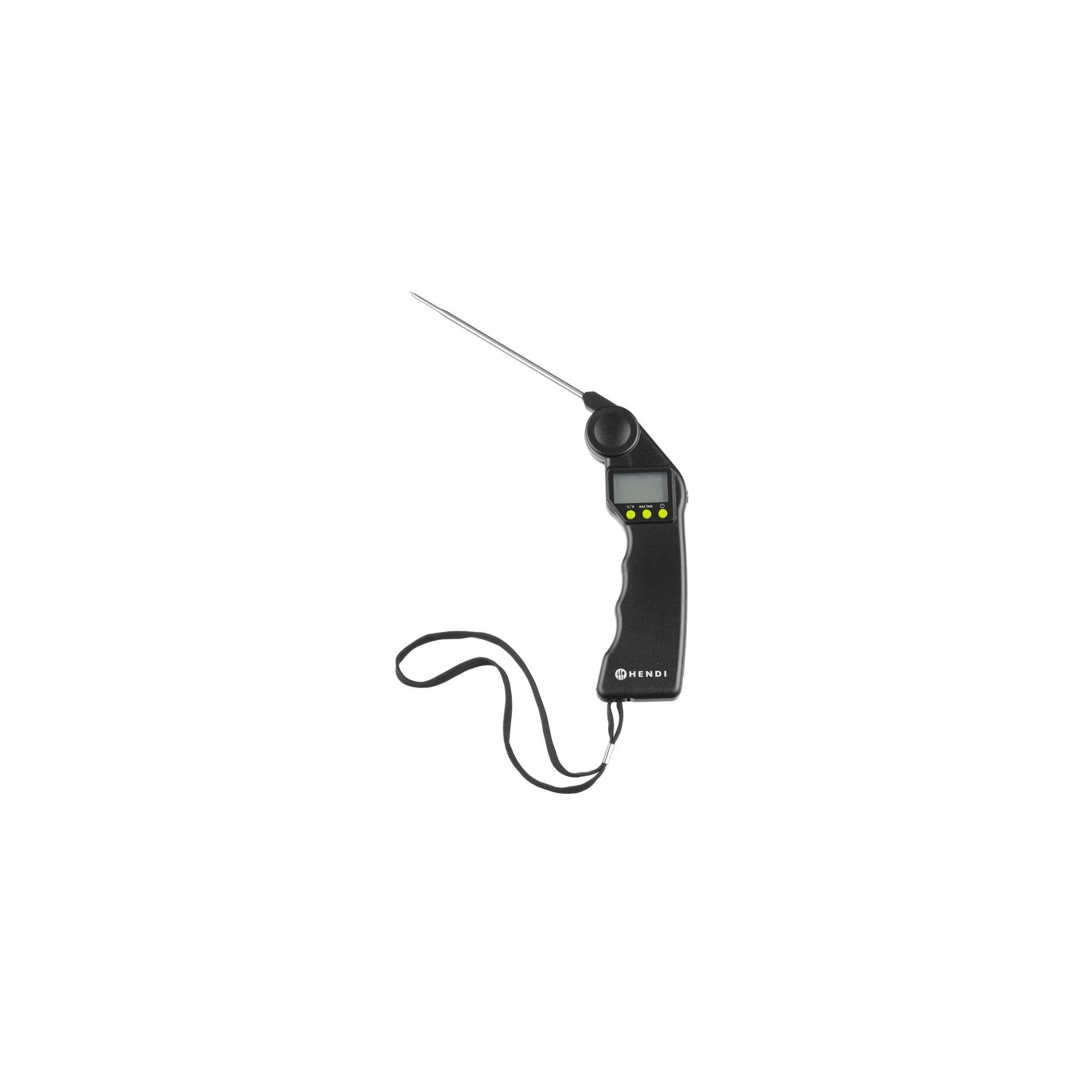 Digitales Thermometer mit klappbarer Sonde, Schwarz, 160x55x(H)20mm Digitales Thermometer mit klappbarer Sonde, Schwarz, 160x55x(H)20mm