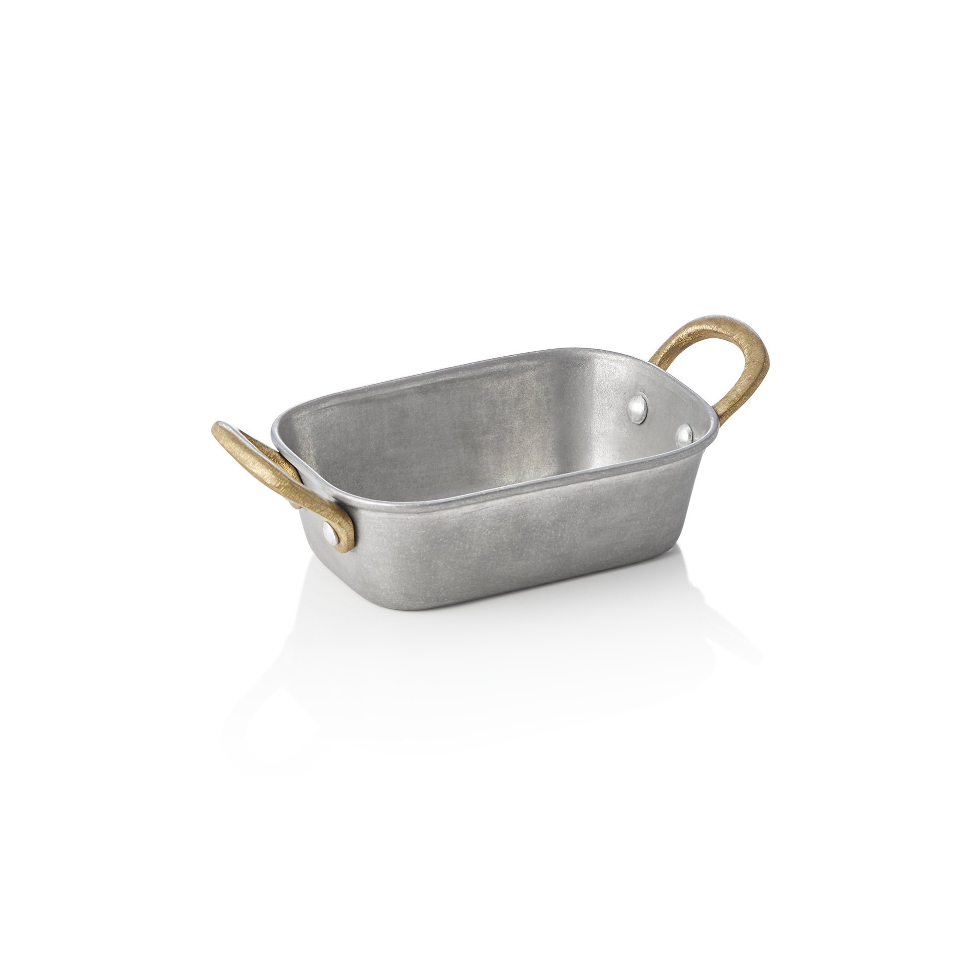 Servierpfanne STEEL & STYLE VINTAGE, mit 2 Messinggriffen, 13 x 8,5 x 3,5 cm, 230 ml, Chromnickelstahl
