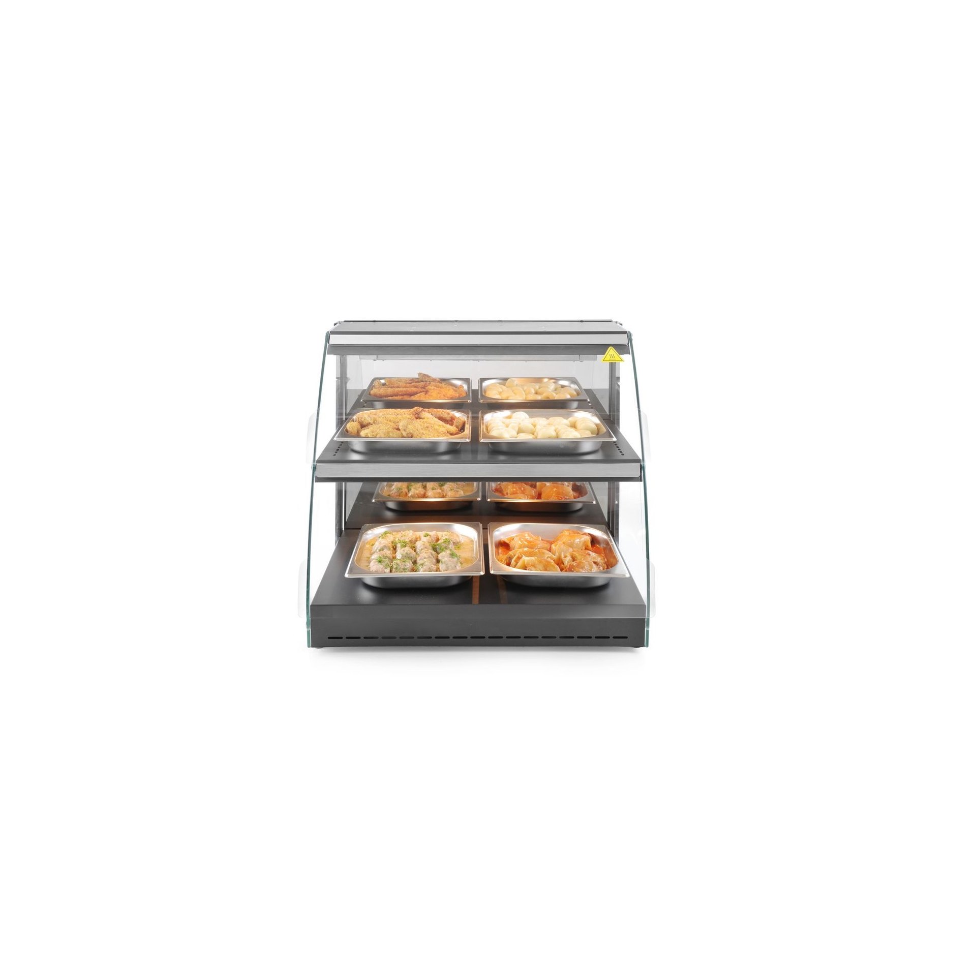 Warmhaltevitrine mit Quarzheizung, 2 Regalböden, 230V/560W, 650x485x(H)630mm Warmhaltevitrine mit Quarzheizung, 2 Regalböden, 230V/560W, 650x485x(H)630mm