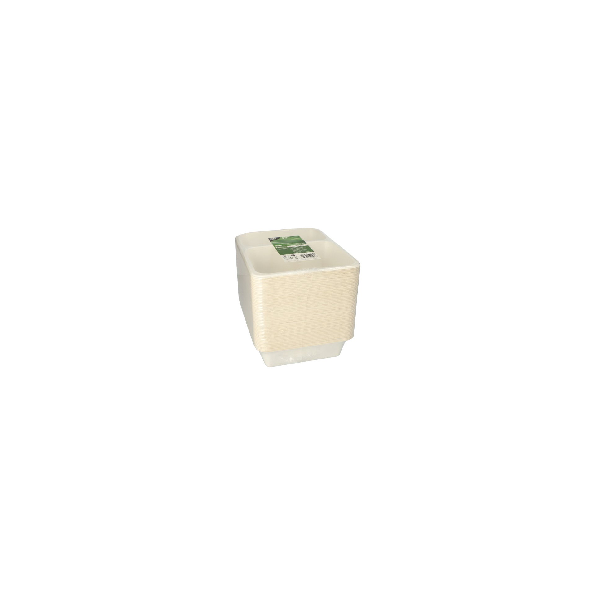 Siegelschalen Zuckerrohr, PLA beschichtet 2-geteilt 1200 ml 4,9 cm x 22,7 cm x 17,8 cm