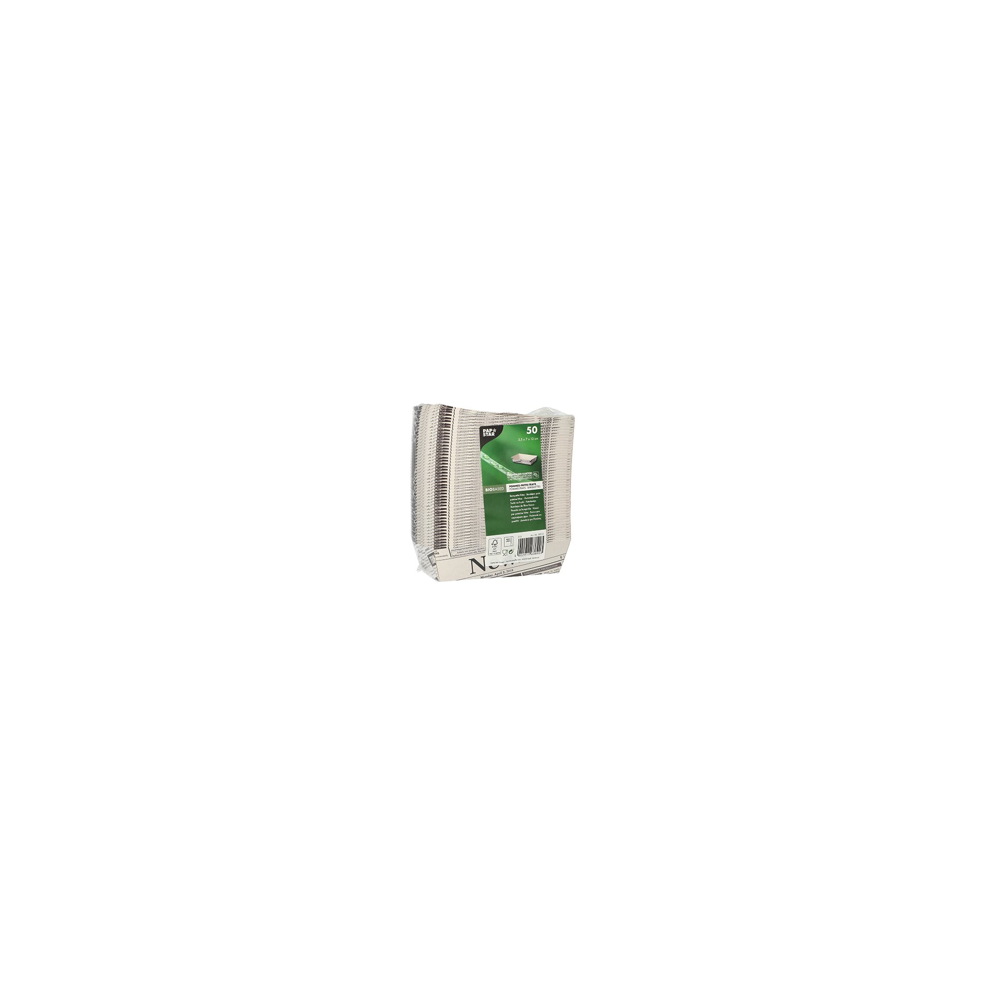 Pommes-Frites-Trays 3,5 cm x 7 cm x 12 cm weiss "Newsprint" Pommes-Frites-Trays 3,5 cm x 7 cm x 12 cm weiss "Newsprint"