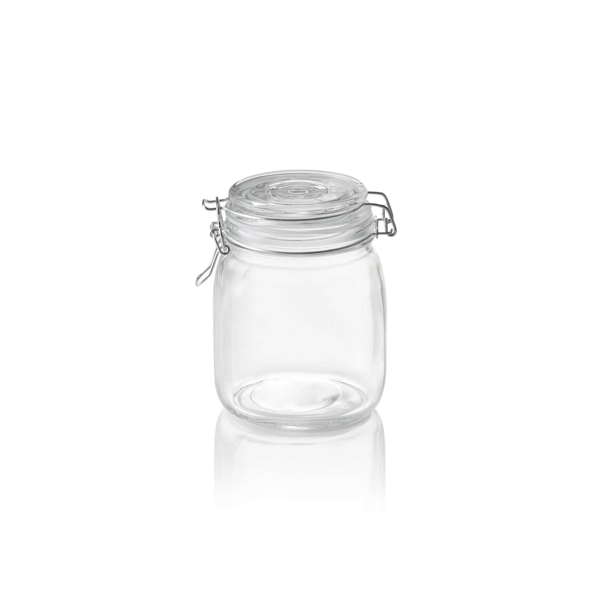 Vorratsglas, 1 ltr., Ø 9 cm, Höhe 15 cm, Glas, Edelstahl, Silikon