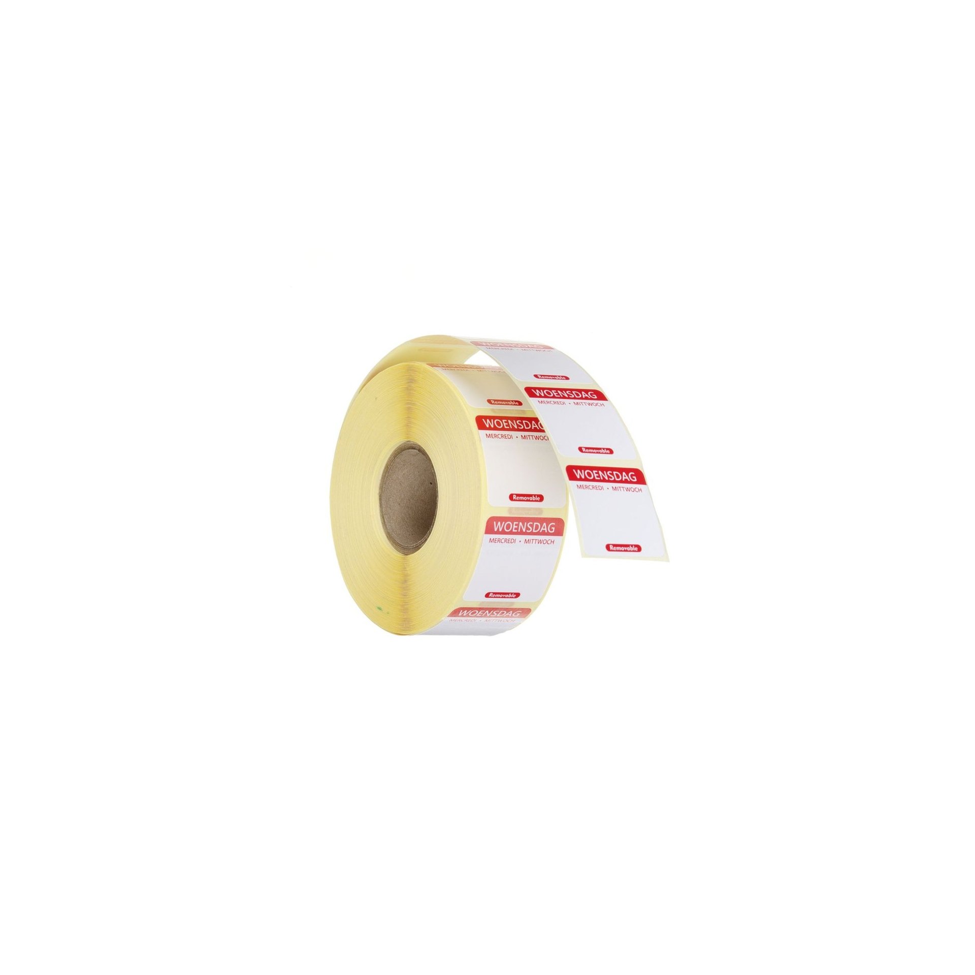 Täglich anwendbare Lebensmittelsicherheitsetiketten, mehrfach verwendbar, leicht entfernbar , Mittwoch, Rot, 1000 Stk., 25x25mm