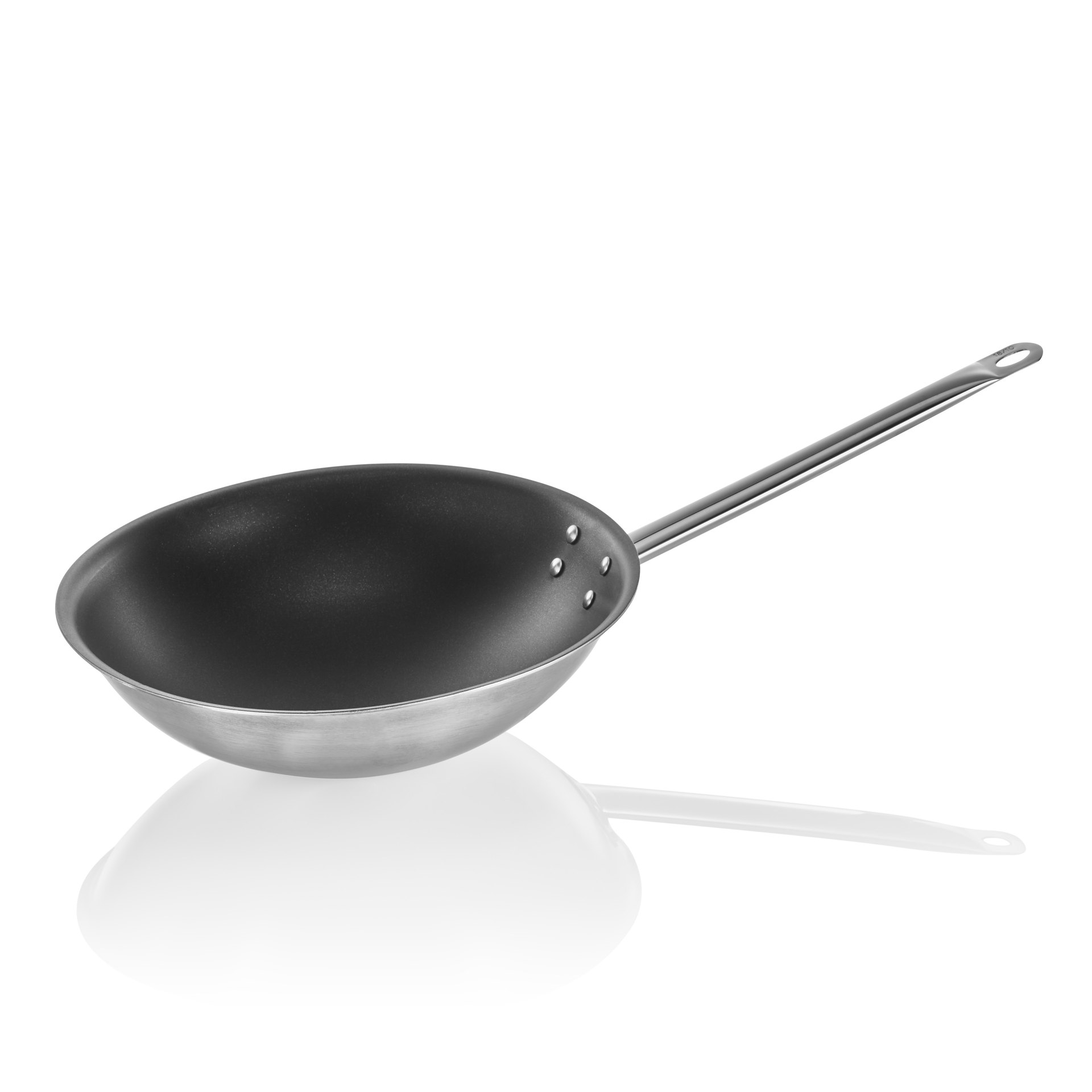 Wok mit Antihaftbeschichtung und rundem Boden, Ø 38 cm, Chromnickelstahl