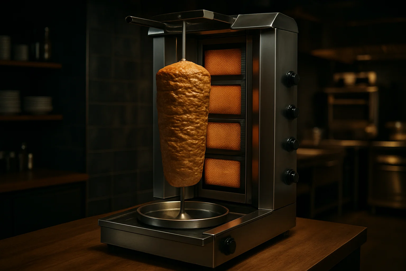 Döner- oder Gyrosgerät in professioneller Küche