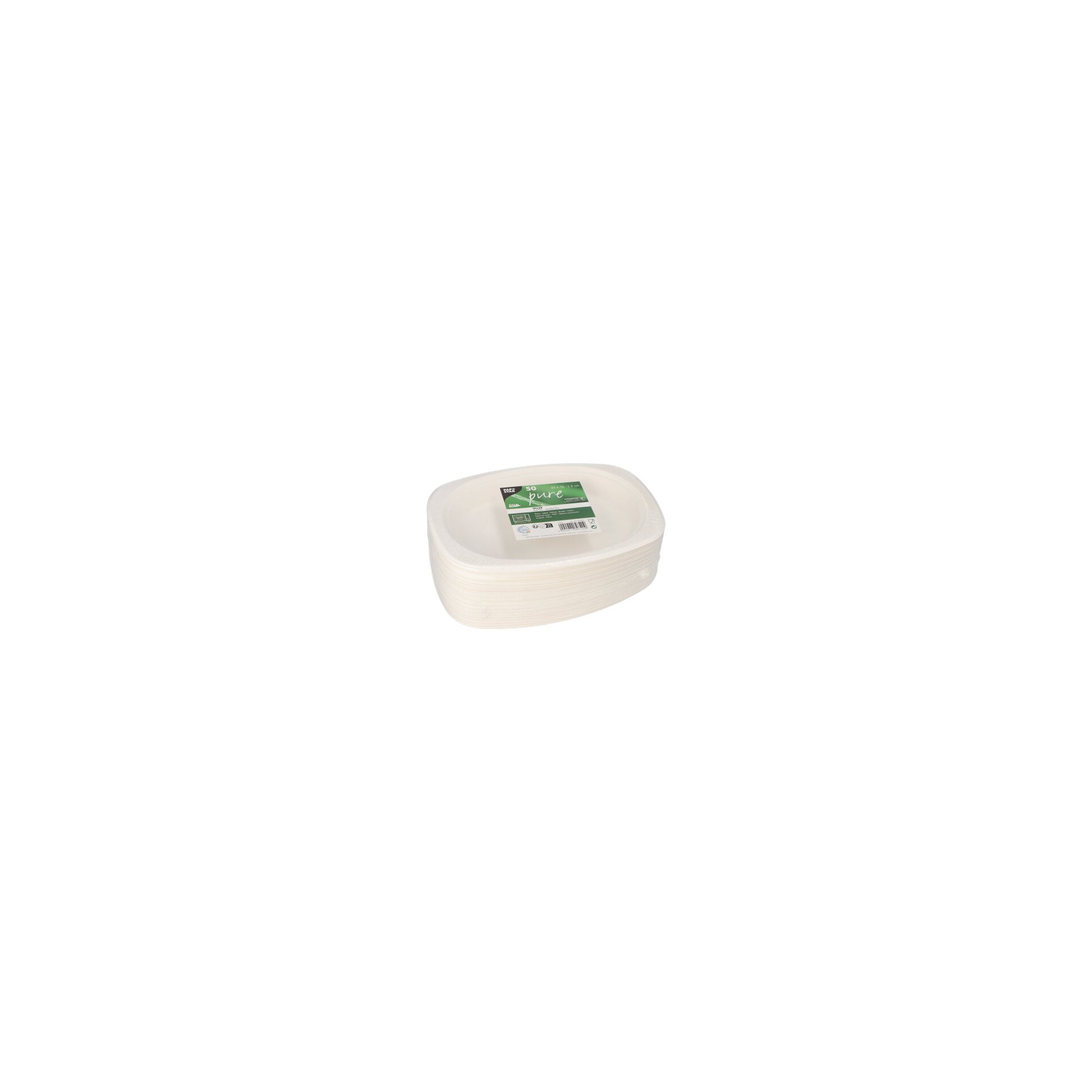 Teller, Zuckerrohr "pure" oval 23 cm x 16 cm x 2 cm weiss Teller, Zuckerrohr "pure" oval 23 cm x 16 cm x 2 cm weiss
