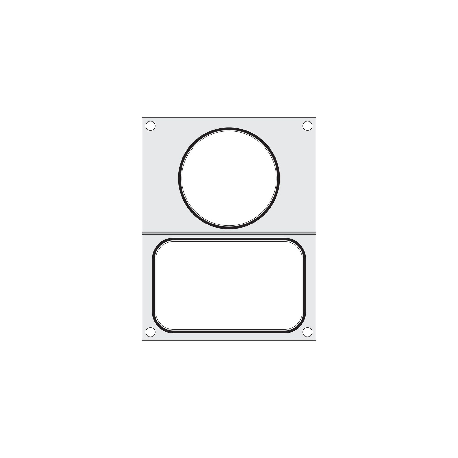 Matrize für Versiegelungsmaschine, zwei Behälter (1x 178x113 mm, 1x ø115 mm) Matrize für Versiegelungsmaschine, zwei Behälter (1x 178x113 mm, 1x ø115 mm)