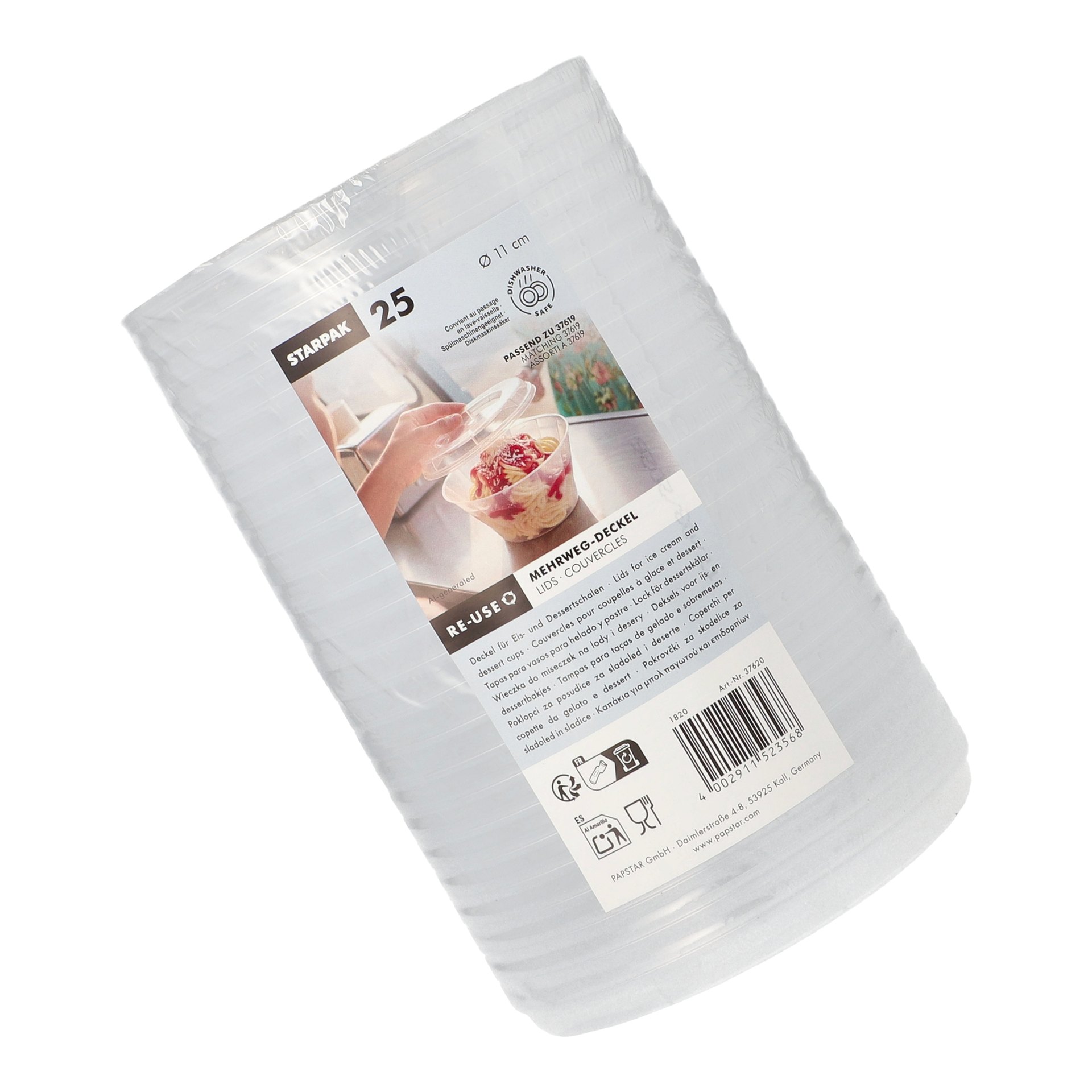 Mehrweg-Deckel rund Ø 11 cm · 1,3 cm transparent für Eis- und Dessertschalen
