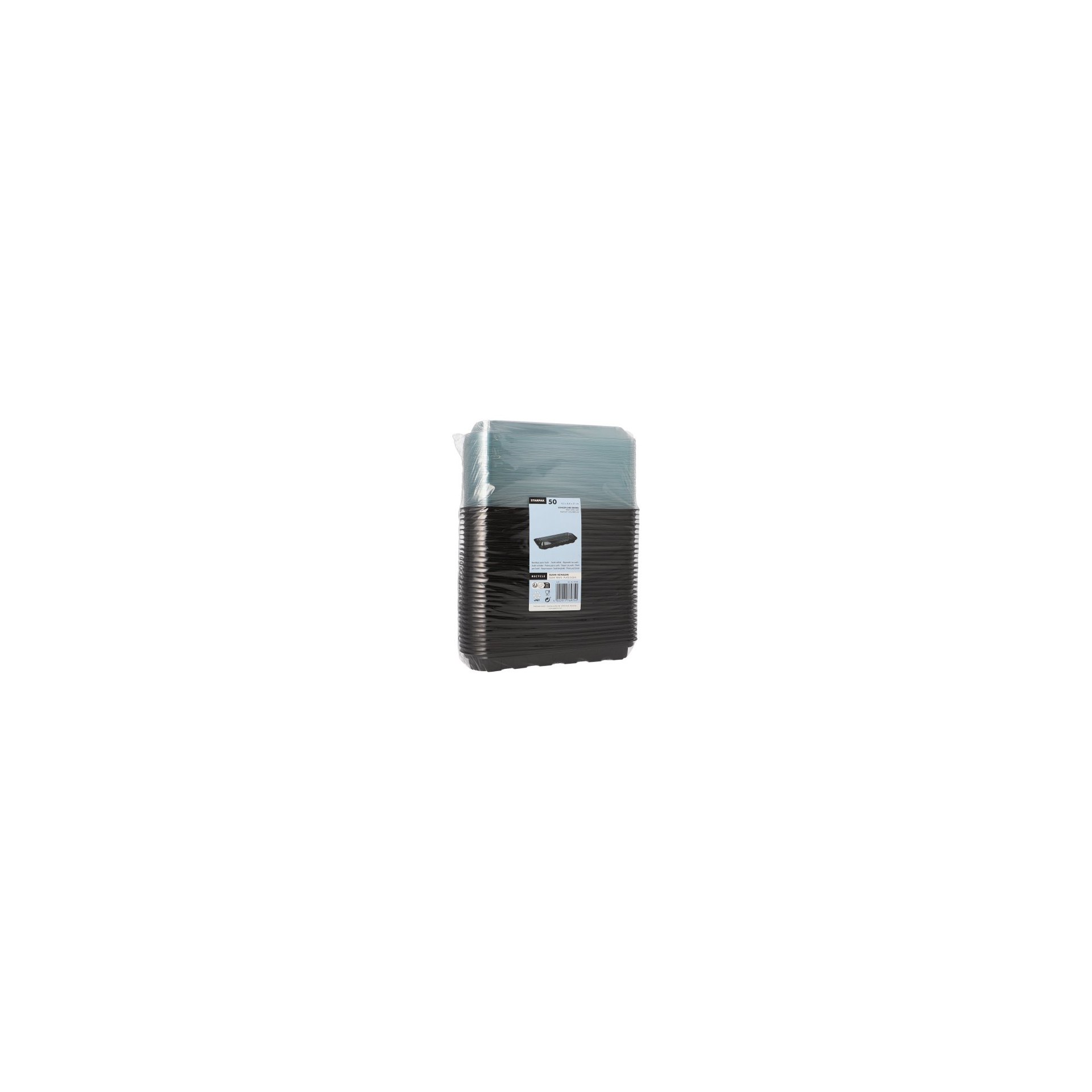 Sushi-Schalen R-PET rechteckig 21 cm x 8,8 cm x 4,3 cm schwarz mit transparentem Deckel