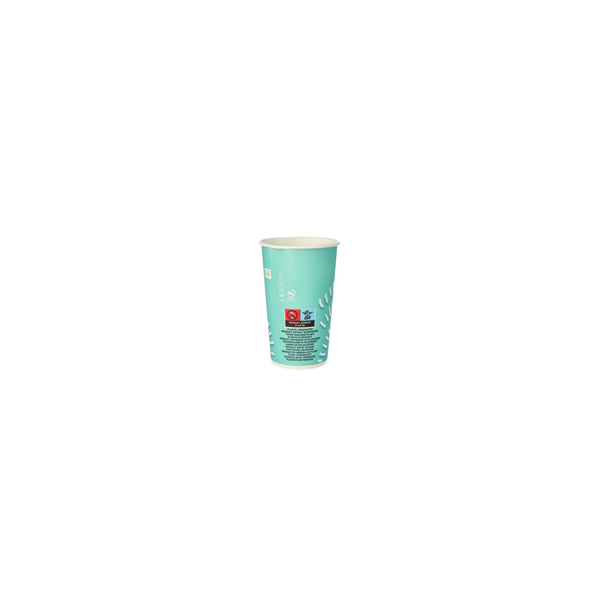 Trinkbecher für Kaltgetränke, Pappe 0,4 l Ø 8,97 cm · 13,5 cm türkis "Rays" Trinkbecher für Kaltgetränke, Pappe 0,4 l Ø 8,97 cm · 13,5 cm türkis "Rays"