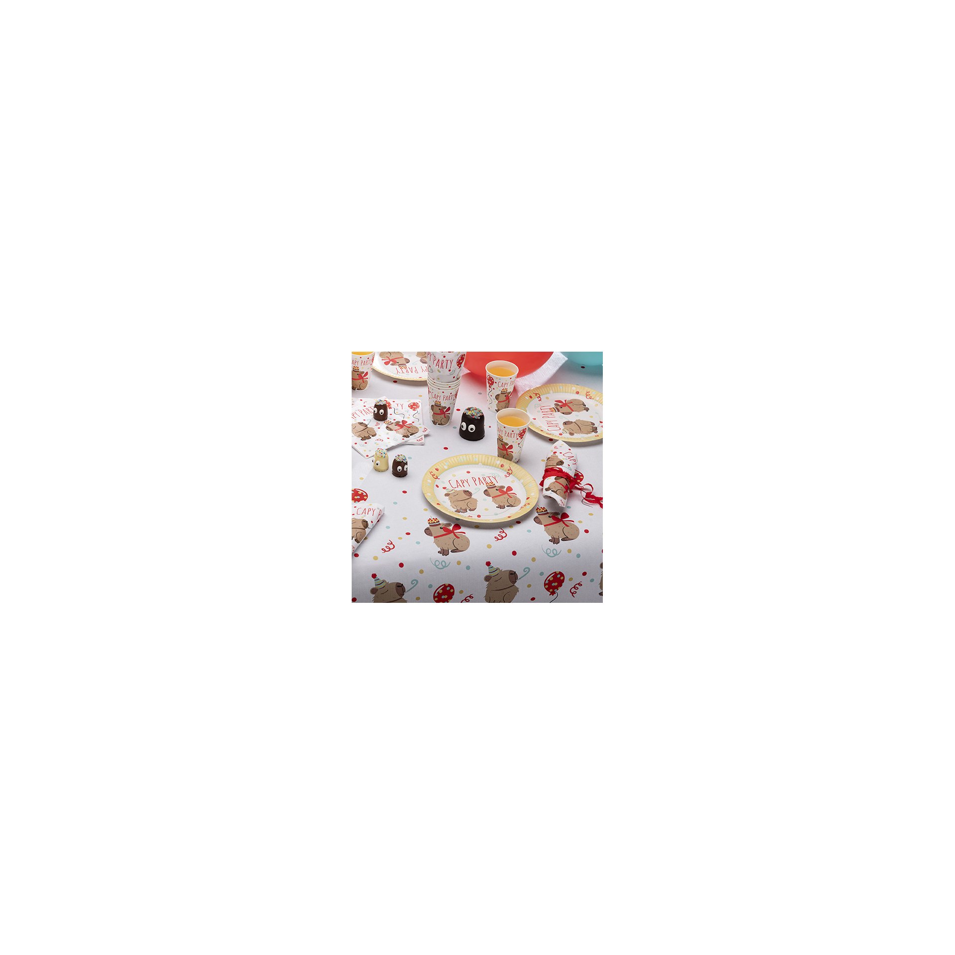 Tischdecke, Papier 5 m x 1,2 m "Capy Party" Tischdecke, Papier 120 cm x 180 cm "Capy Party"