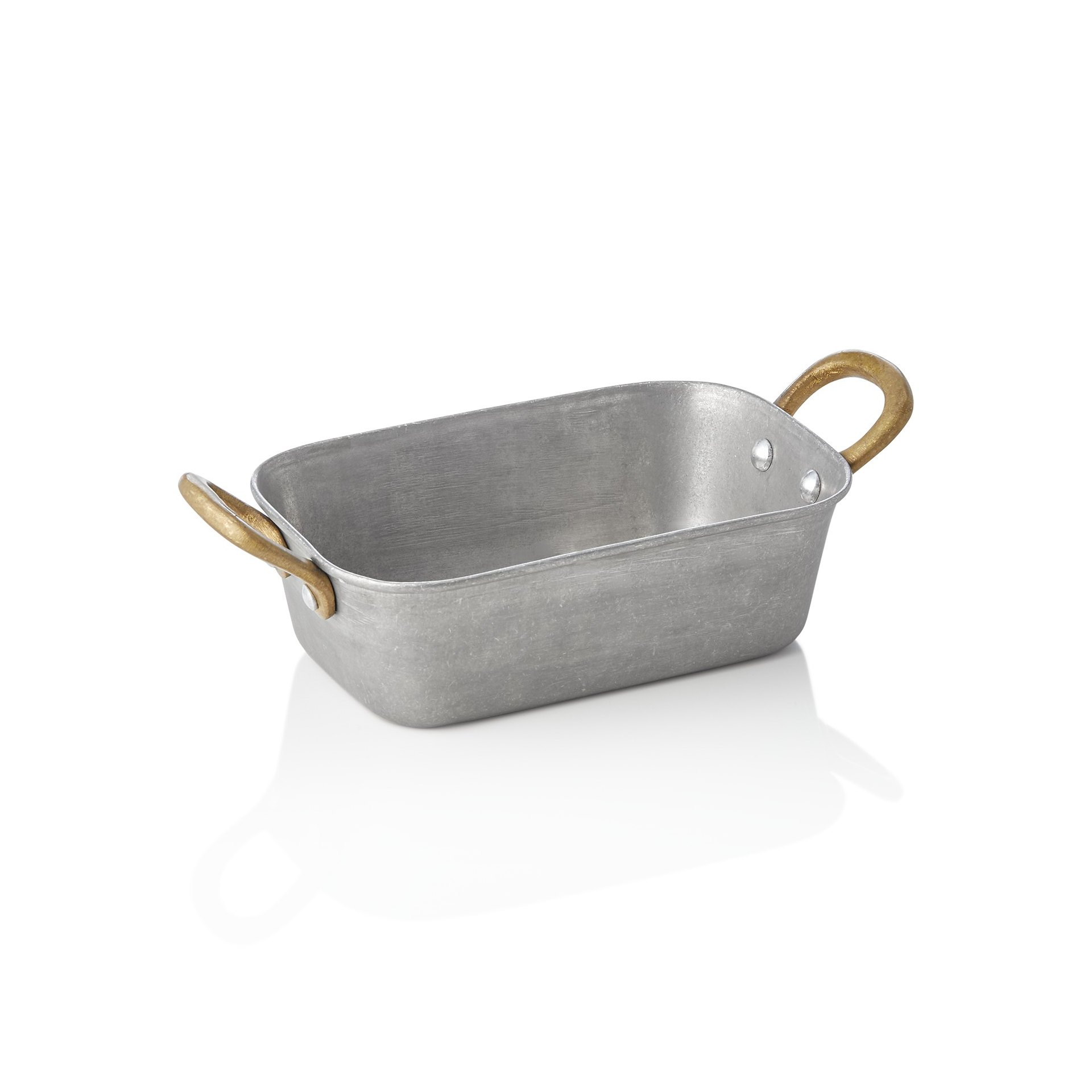 Servierpfanne STEEL & STYLE VINTAGE, mit 2 Messinggriffen, 15 x 9,5 x 4,5 cm, 370 ml, Chromnickelstahl Servierpfanne STEEL & STYLE VINTAGE, mit 2 Messinggriffen, 15 x 9,5 x 4,5 cm, 370 ml, Chromnickelstahl