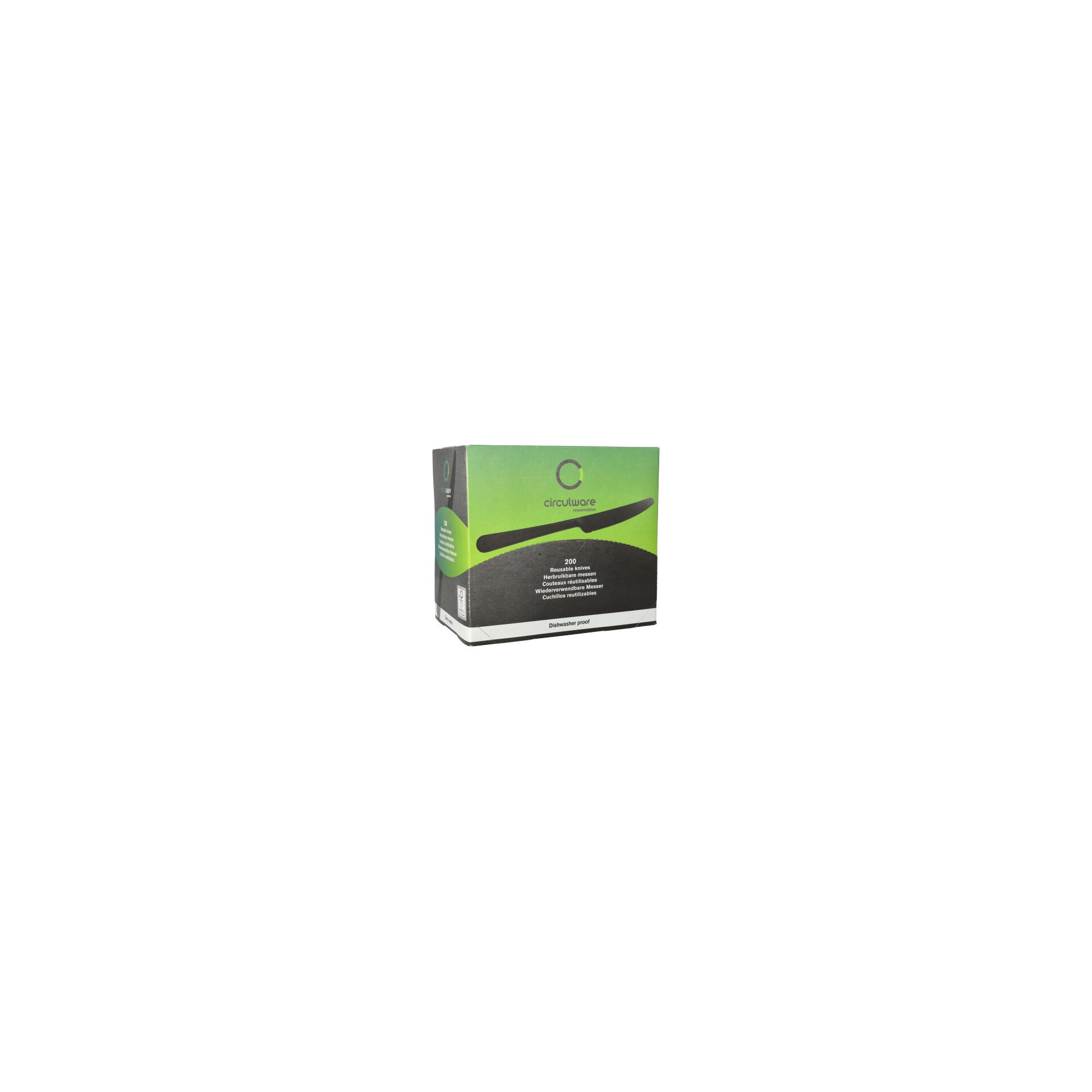 "Circulware" Mehrweg-Messer PP-MF 19,7 cm schwarz "Gaia" extra stabil, in Spenderbox