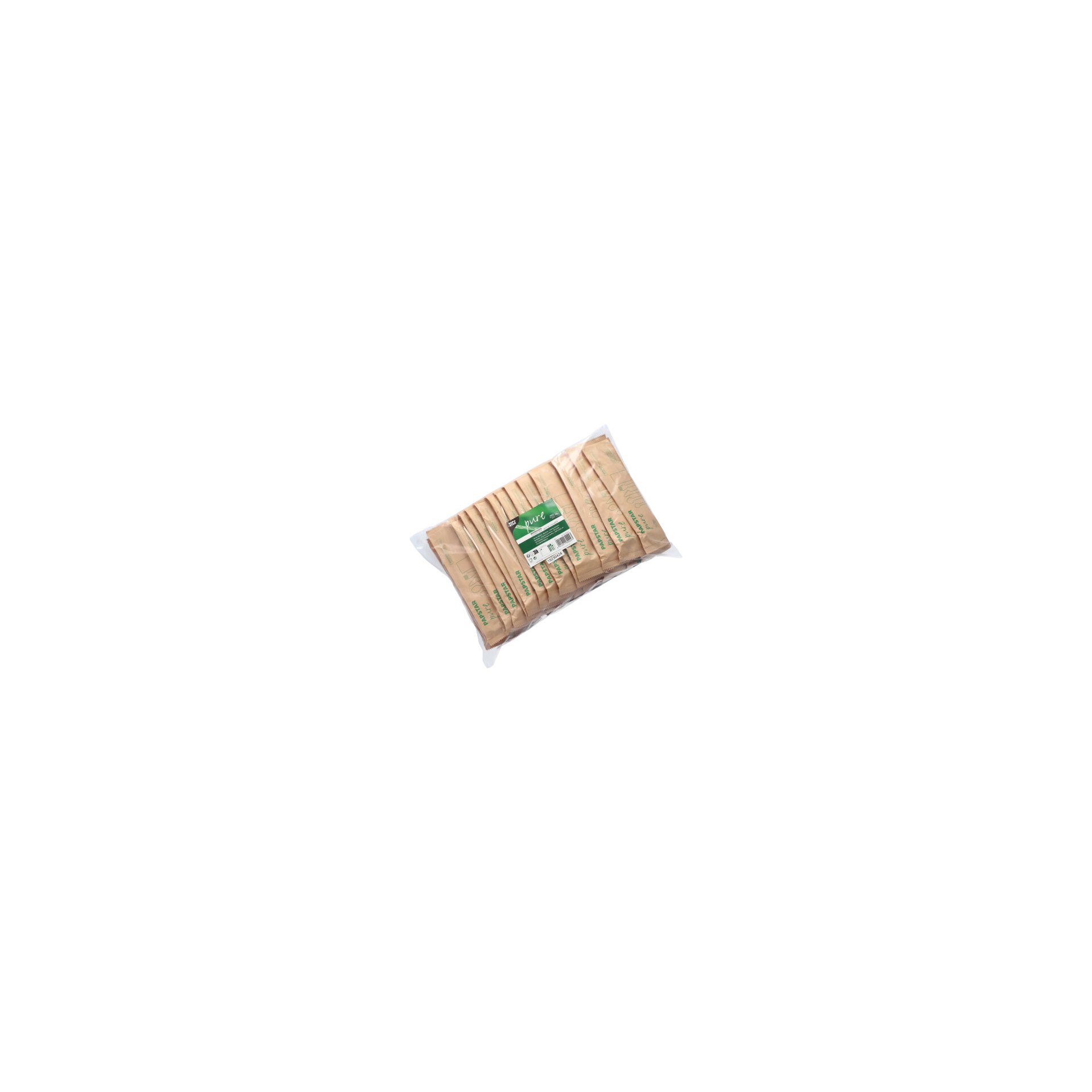 Bestecksets Holz "pure" : Messer, Gabel, Löffel, Kaffeelöffel, Serviette in Papierbeutel