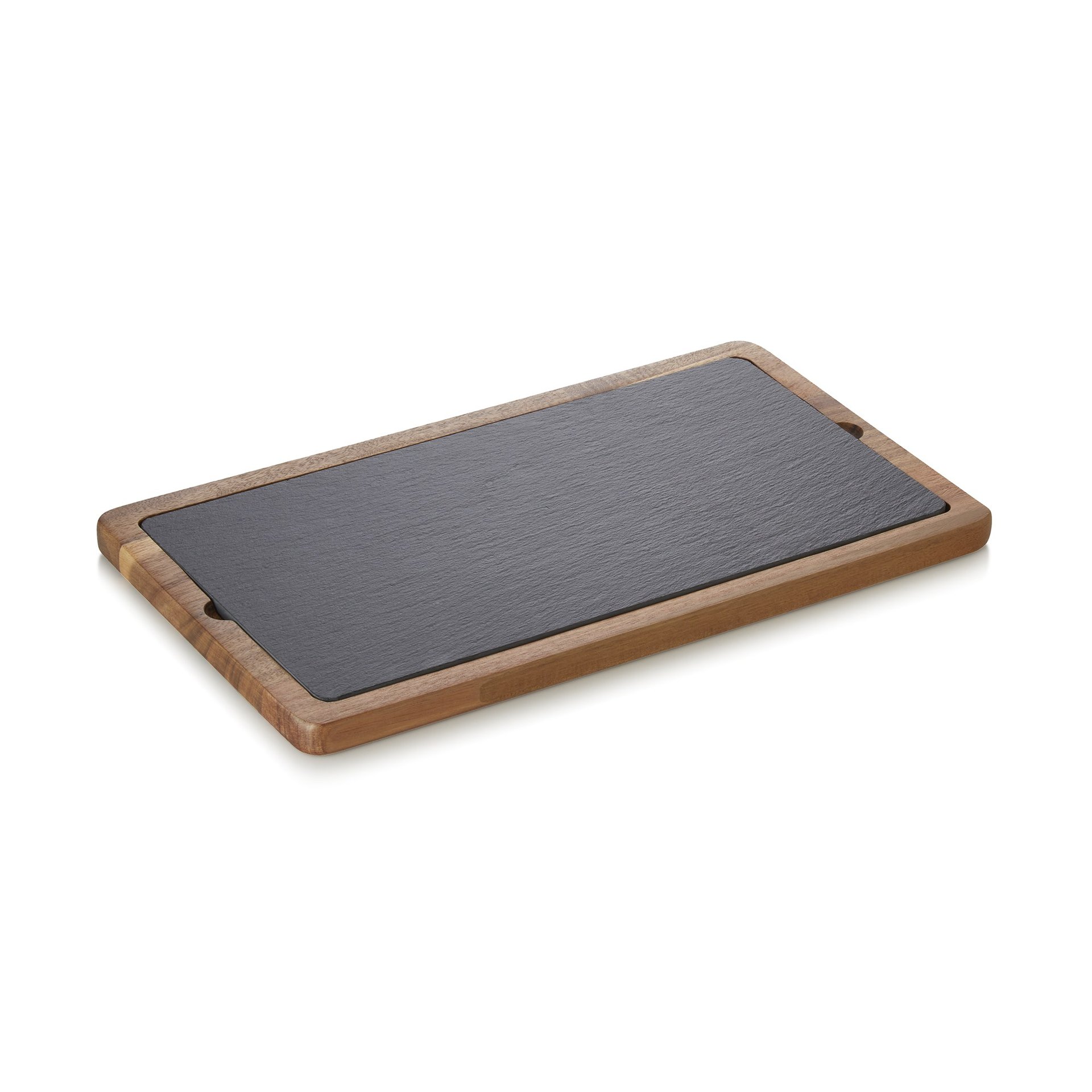 Servierbrett SLATE & SERVE, 35 x 20 x 1,5 cm, Akazienholz, Naturschiefer