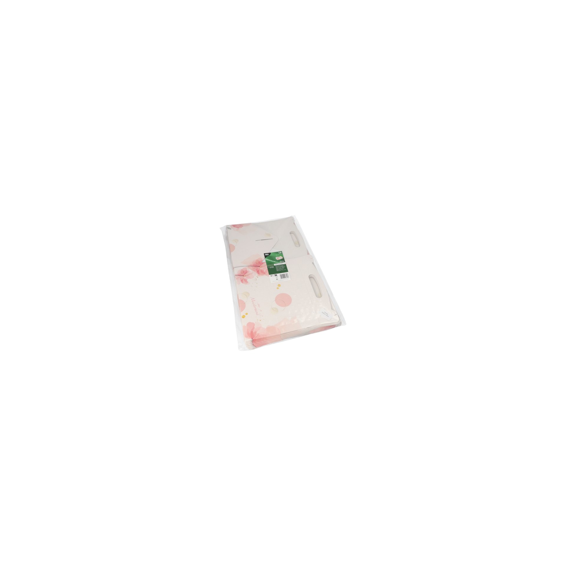 Gebäck-Kartons, Pappe eckig 26 cm x 22 cm x 9 cm rosé mit Tragegriff Gebäck-Kartons, Pappe eckig 26 cm x 22 cm x 9 cm rosé mit Tragegriff