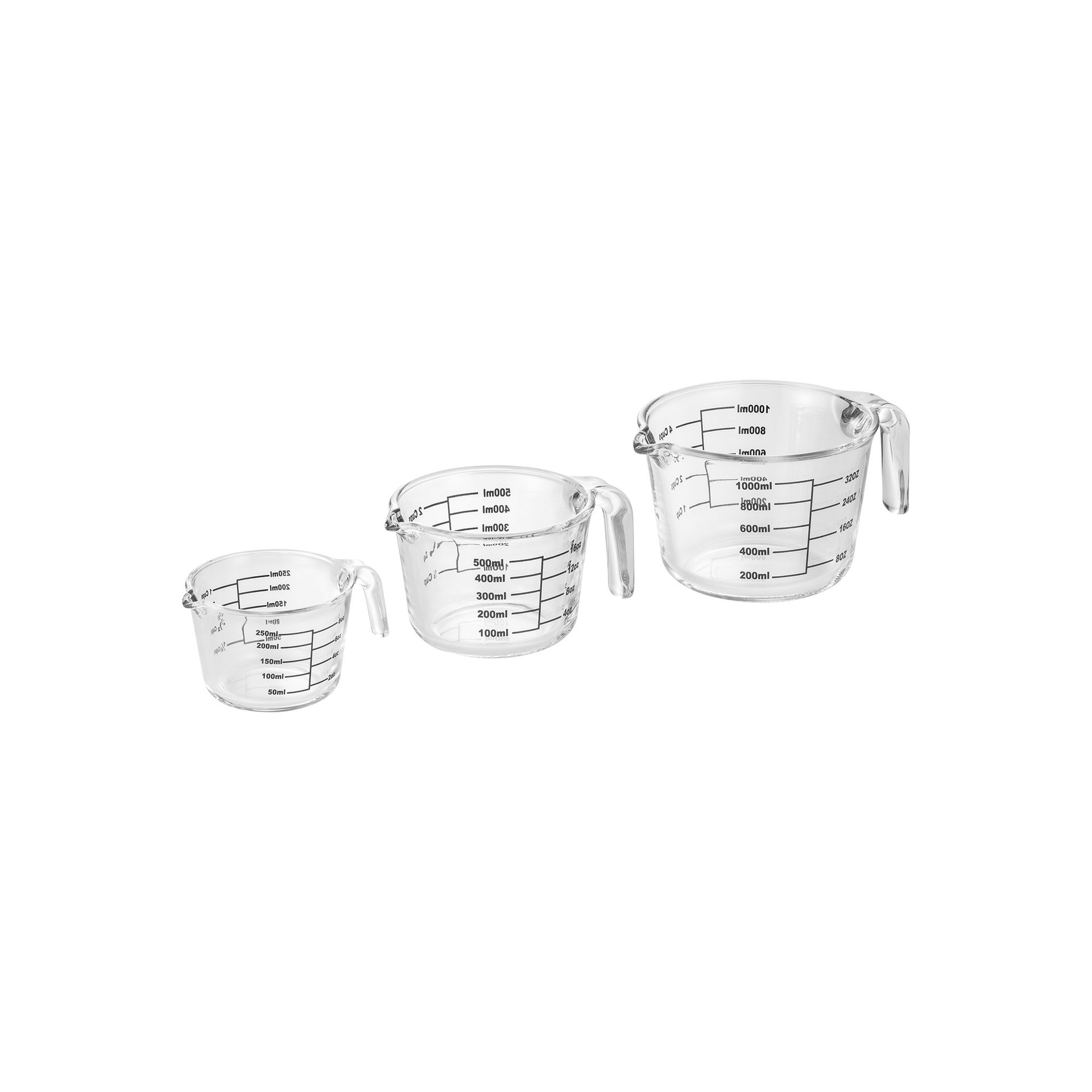 Messbecher Set, 3-teilig, Borosilikatglas Messbecher Set, 3-teilig, Borosilikatglas