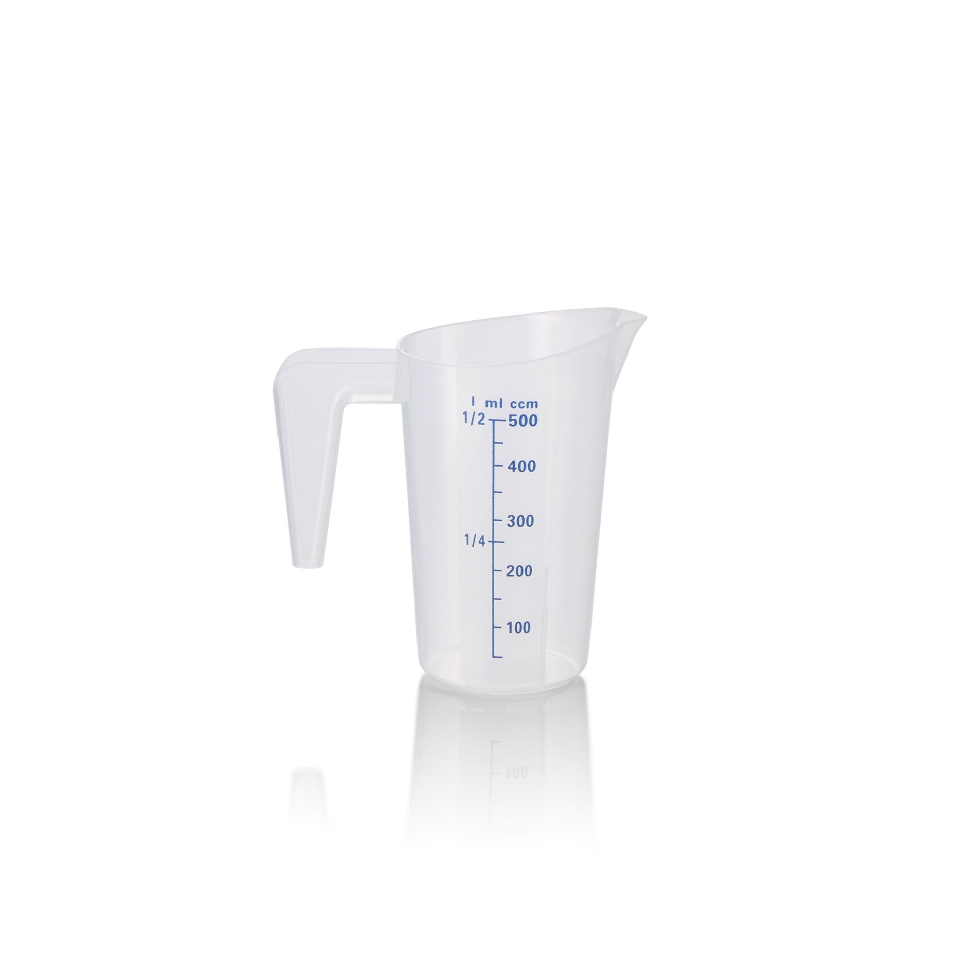 Messbecher, Ø 10 cm, 0,5 ltr., mit 50 ml Skalierung, Polypropylen