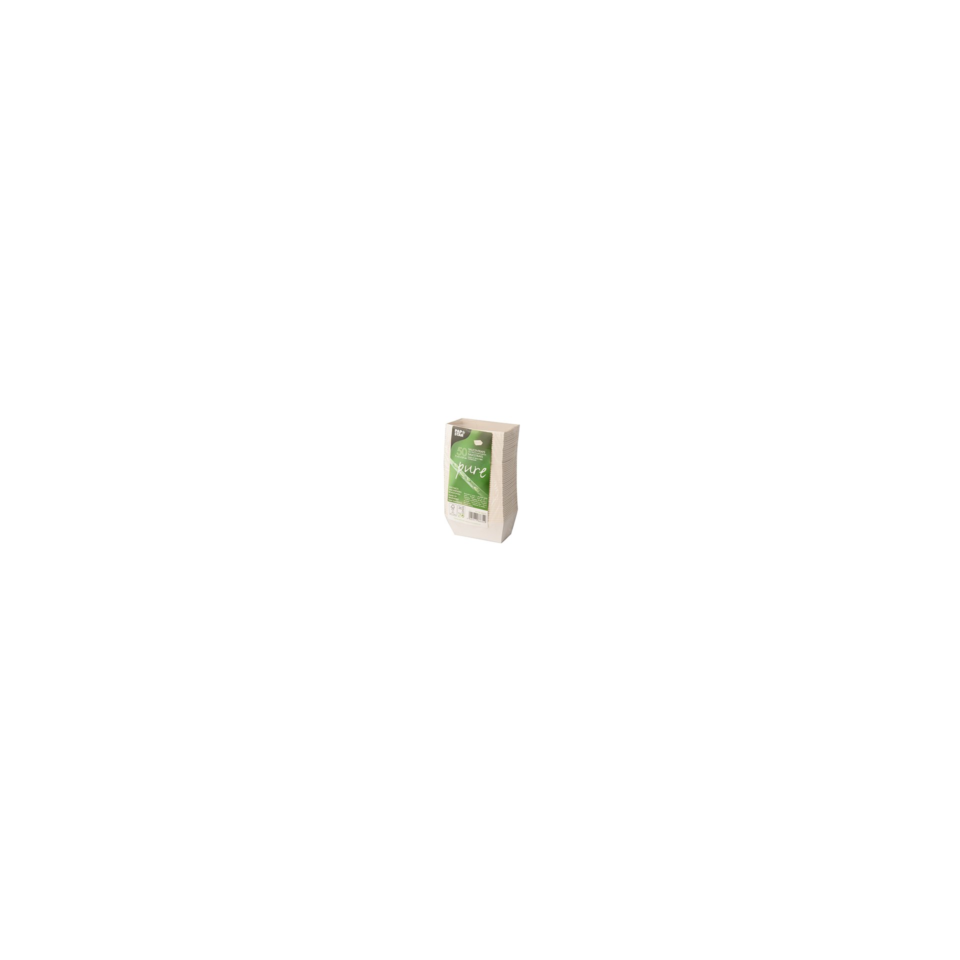 Saucentrays, Pappe "pure" 3,5 cm x 3 cm x 7 cm weiss "Good Food"