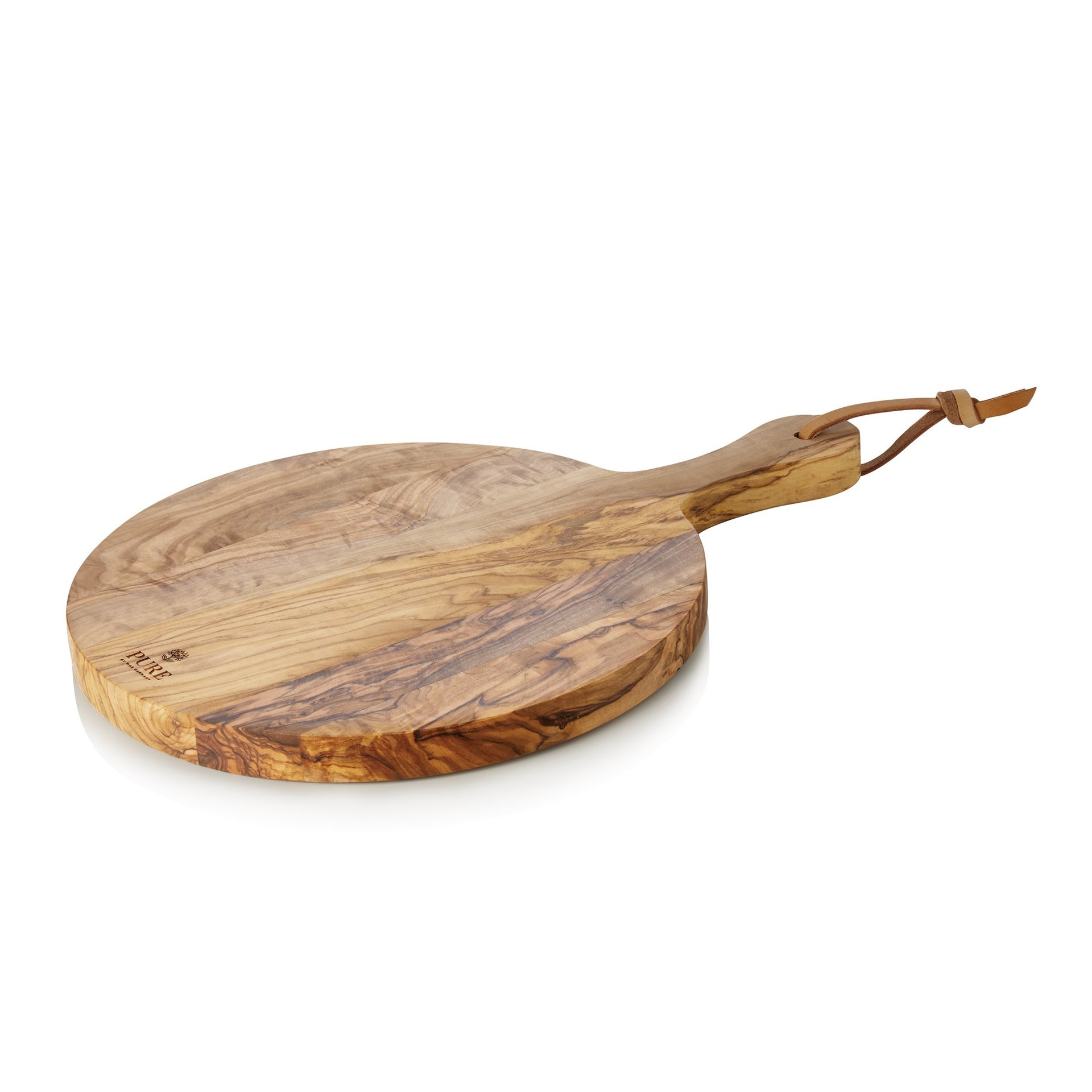 Servierbrett PURE OLIVE, mit Griff, Ø 25 cm, Olivenholz Servierbrett PURE OLIVE, mit Griff, Ø 25 cm, Olivenholz