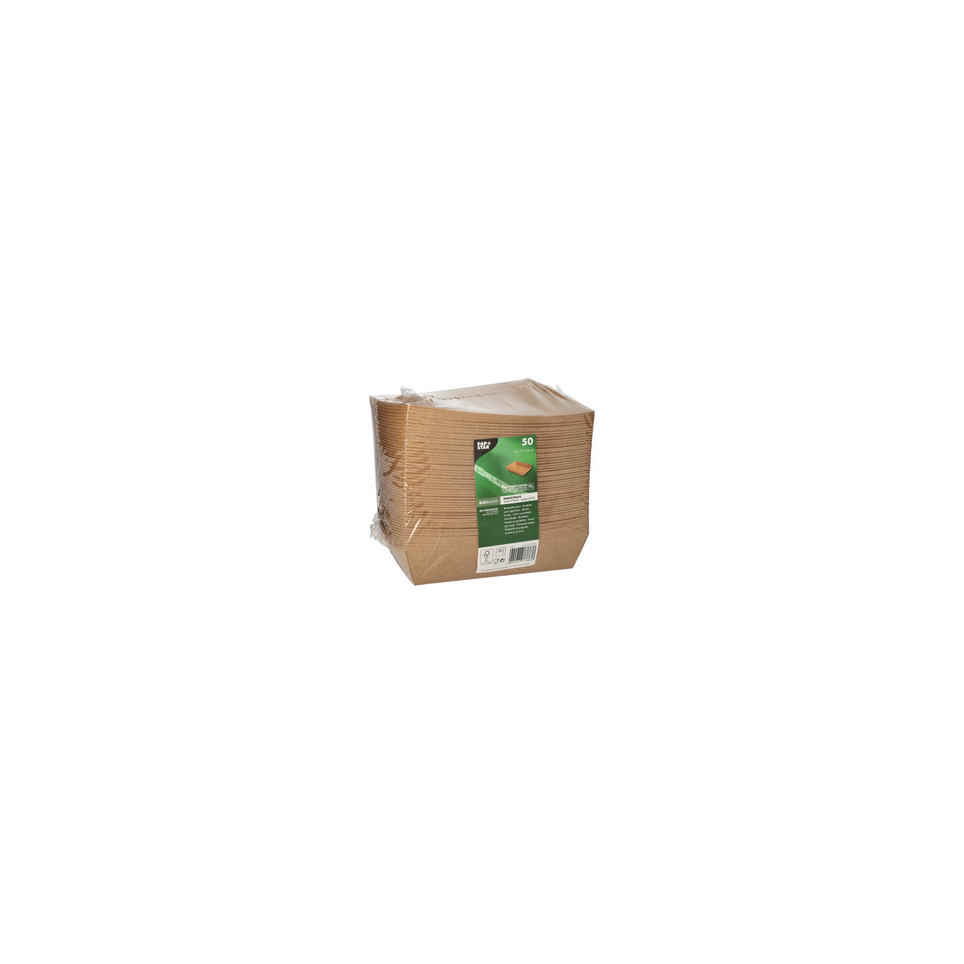 Snacktrays, Pappe "pure" 4 cm x 11 cm x 16 cm braun