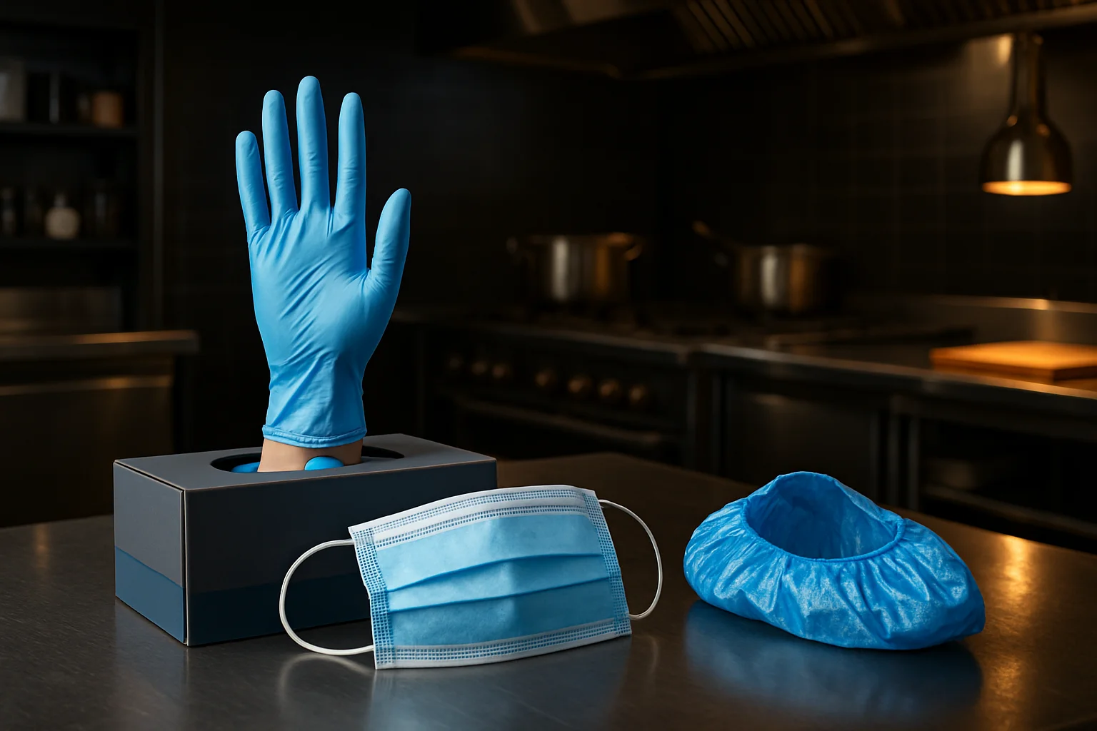 Hygieneartikel und Schutzausrüstung in professioneller Küche