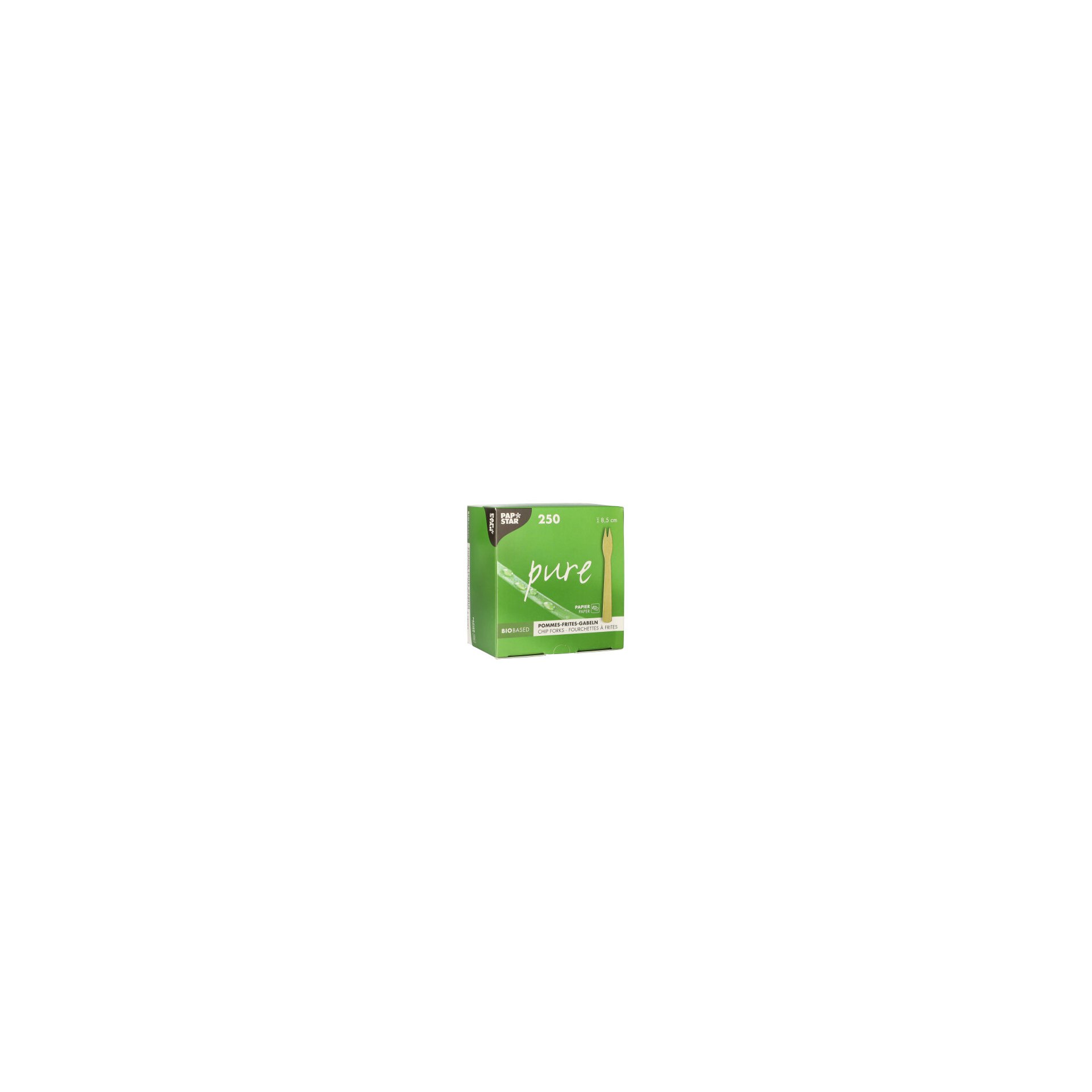 Pommes-Frites-Gabeln, Papier "pure" 8,5 cm braun Pommes-Frites-Gabeln, Papier "pure" 8,5 cm braun