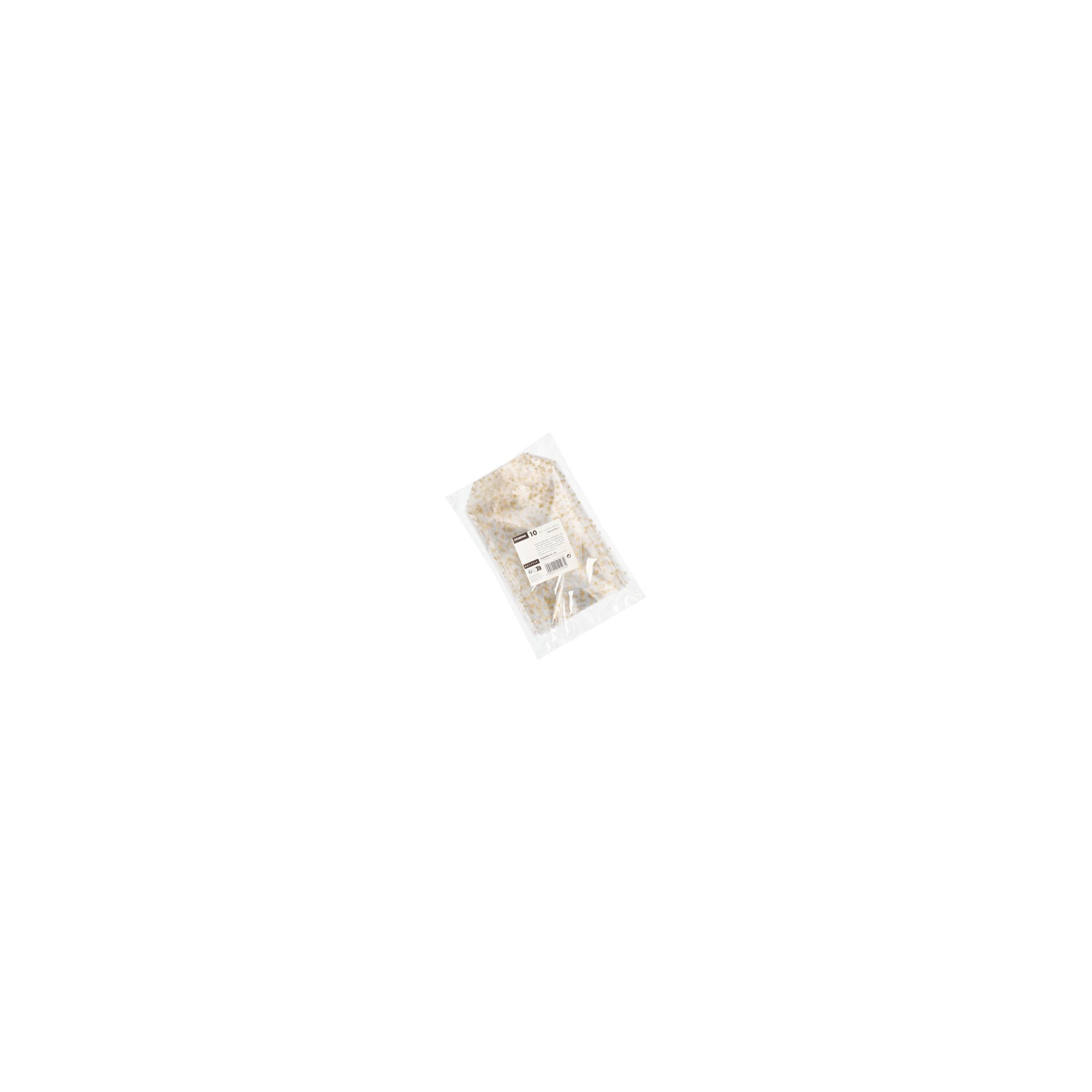 Bodenbeutel, PP 23,5 cm x 14,5 cm x 5,8 cm transparent "Sterne, gold" Bodenbeutel, PP 23,5 cm x 14,5 cm x 5,8 cm transparent "Sterne, gold"
