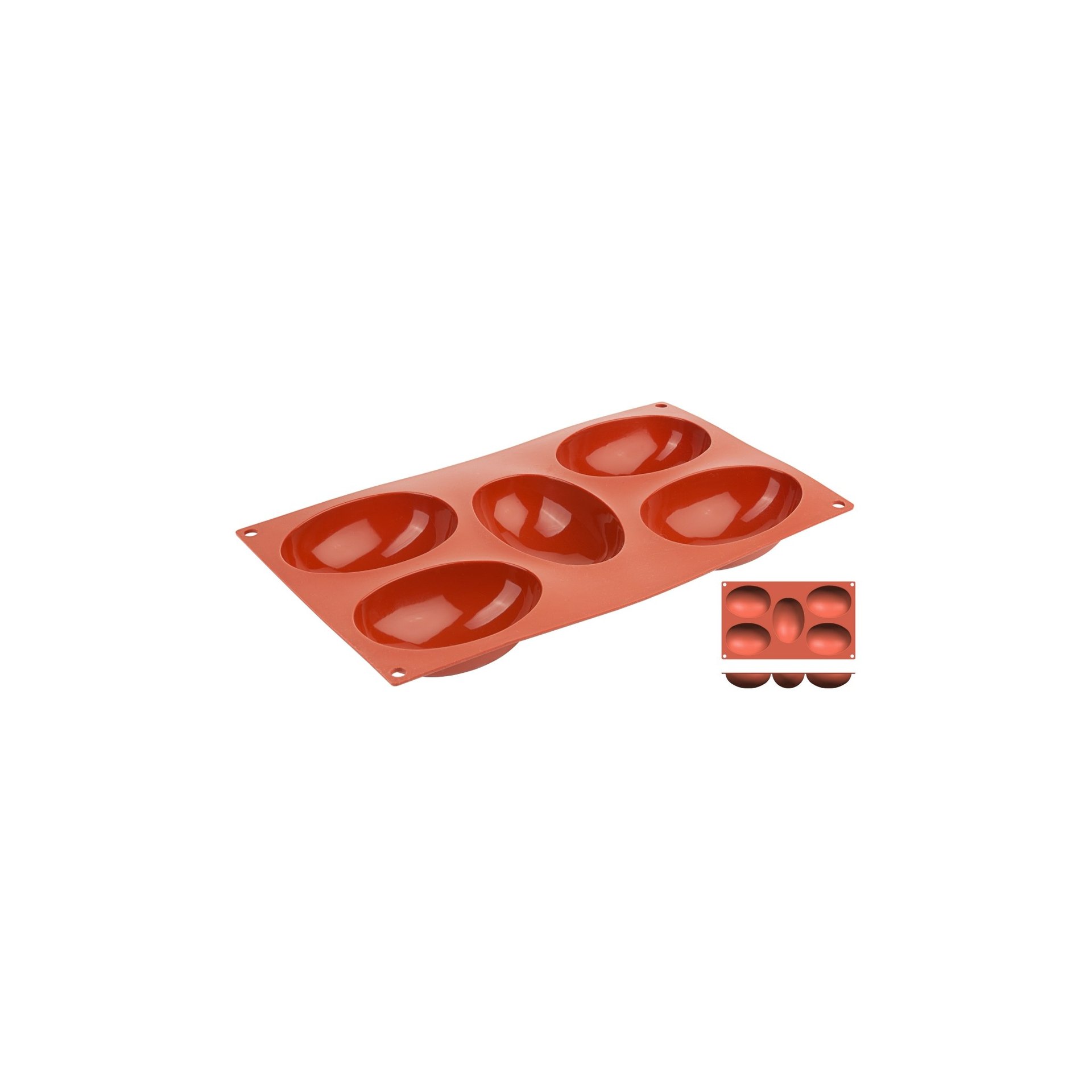 Silikon-Backmatte, HALBES EI mit 5 Formen Silikon-Backmatte, HALBES EI mit 5 Formen