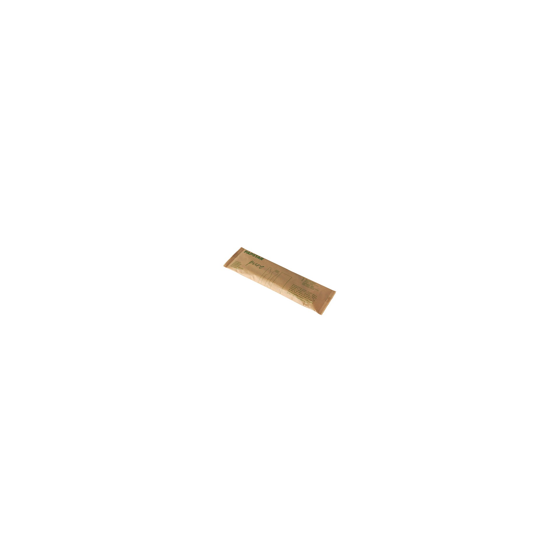 Besteckset, Holz "pure" : Messer, Gabel, Serviette in Papierbeutel