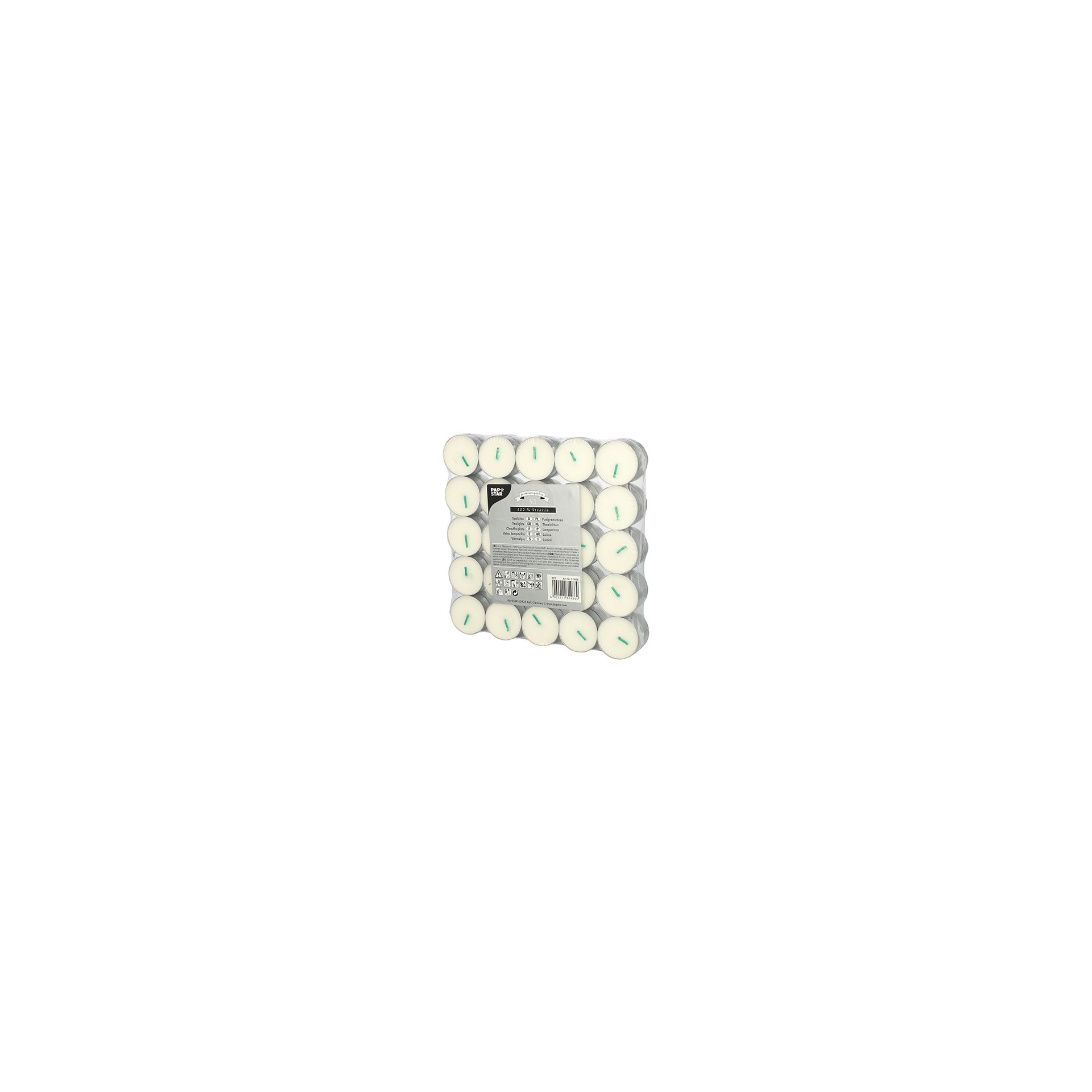 Teelichte Ø 37,2 mm · 15,5 mm weiss aus 100 % Stearin